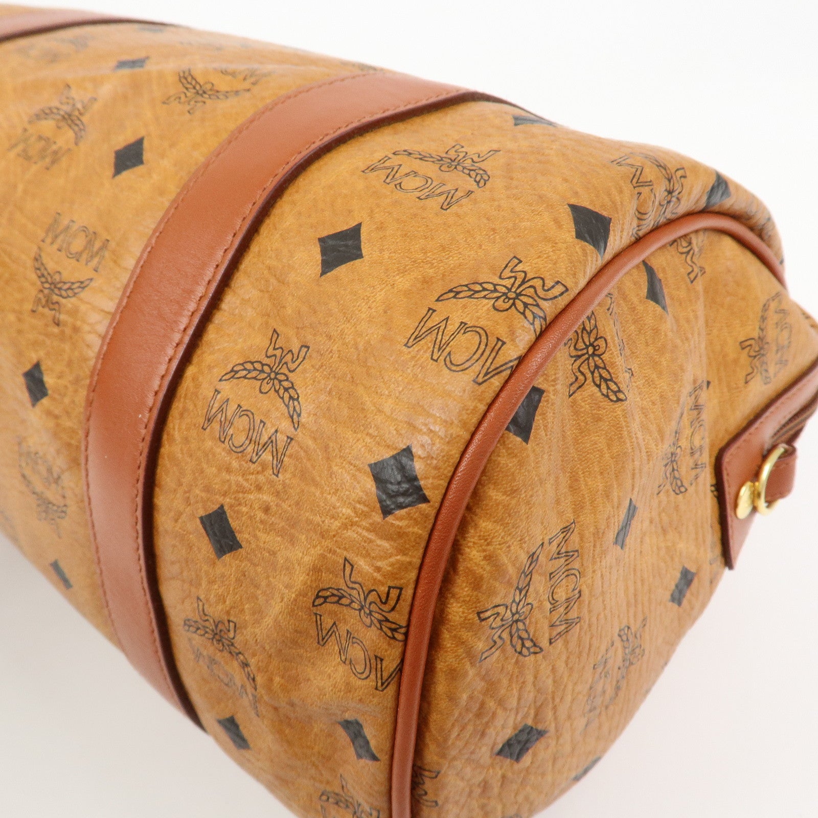 MCM Visetos Logo Leather 2WAY Bag Hand Bag Shoulder Bag Brown