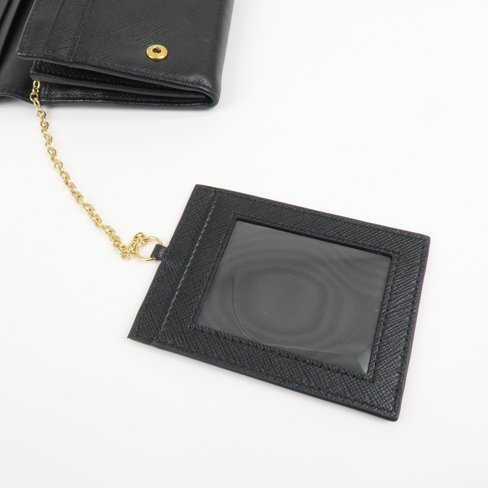 PRADA Saffiano Leather Flap Bi-Fold Long Wallet Black 1MH132