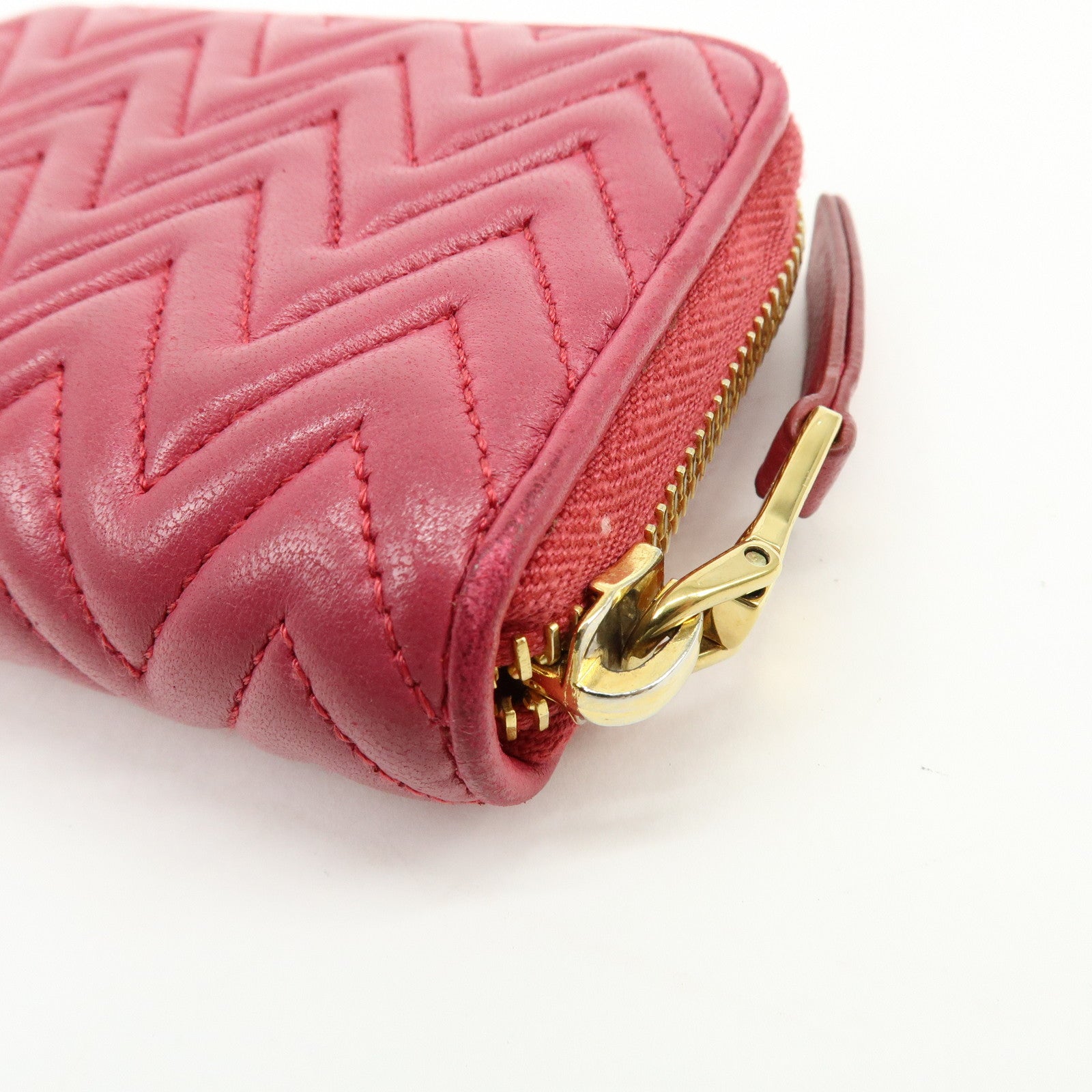 MIU MIU Logo Nappa Leather Coin Case Coin Purse Pink 5MM268