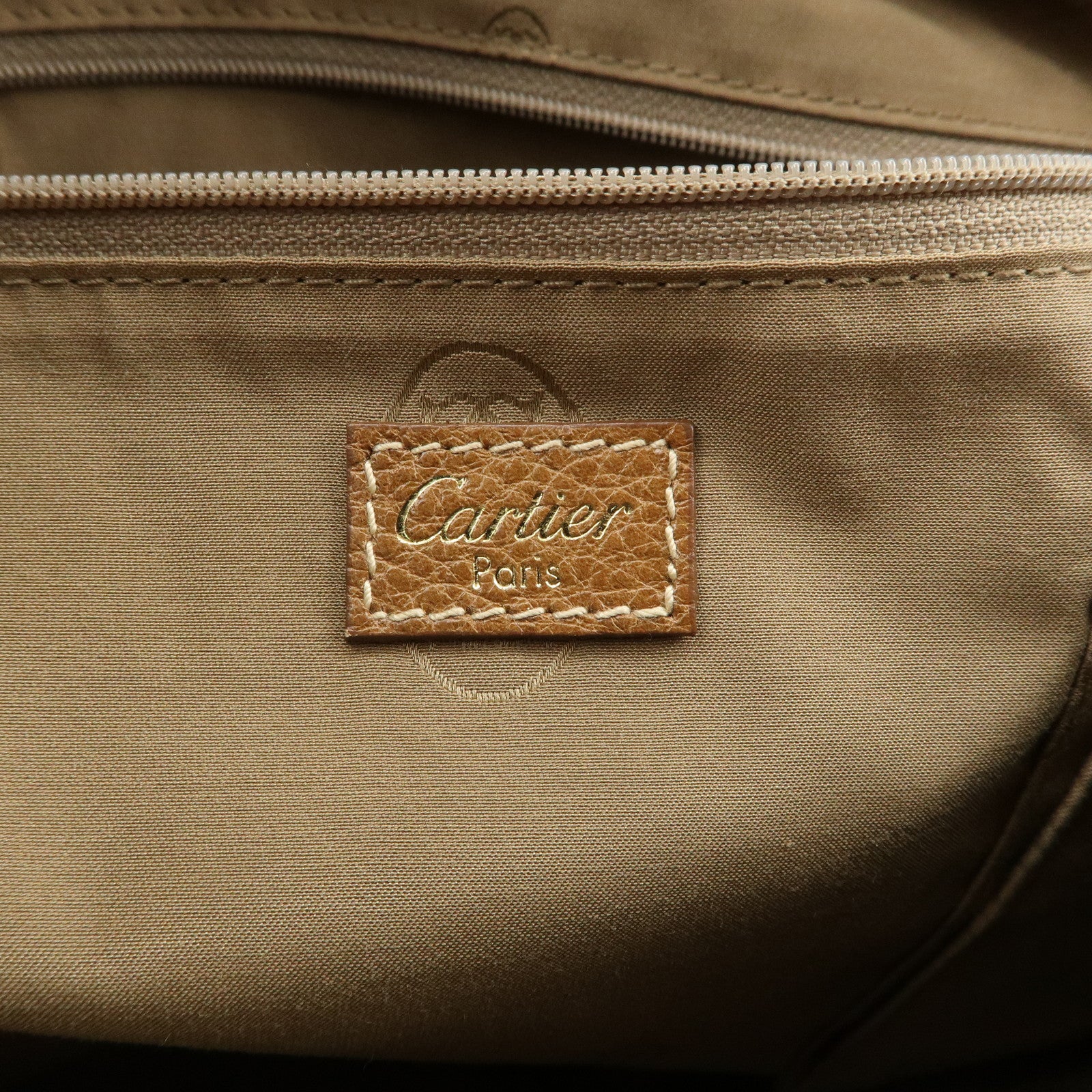 Cartier Must Line Marcello Leather Hand Bag Tote Bag Brown