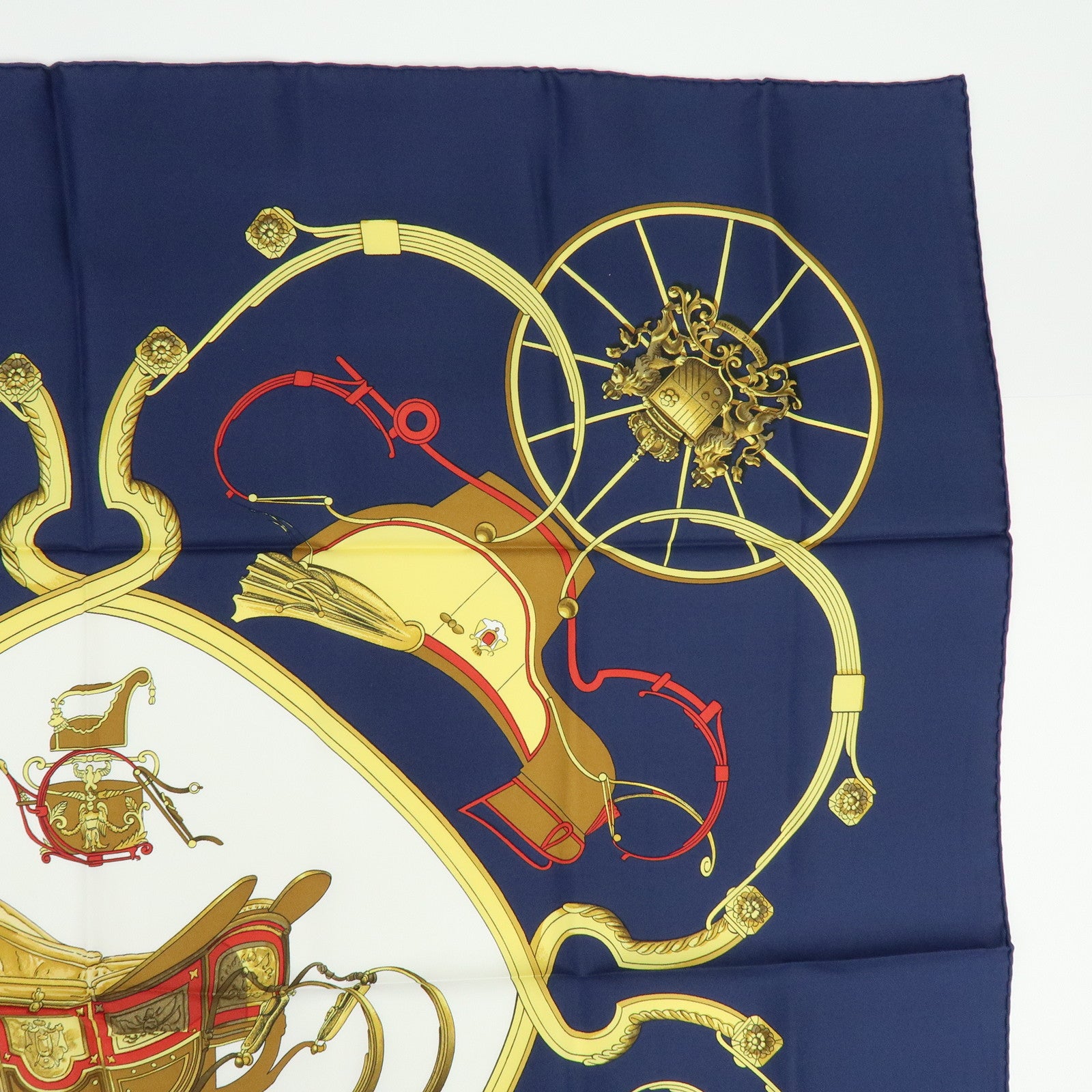 HERMES Carre 90 Silk 100% Scarf SPRINGS Dark Navy