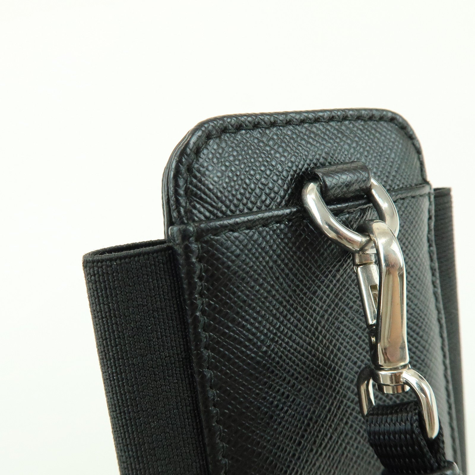 PRADA Triangle Logo Saffiano Leather Nylon Phone Case 1ZT019
