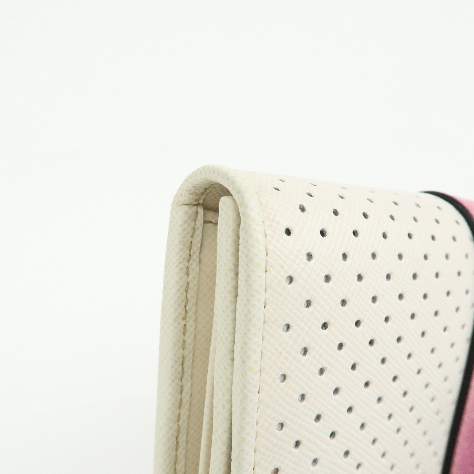PRADA Triangle Logo Saffiano Leather Long Wallet White Pink 1M1132