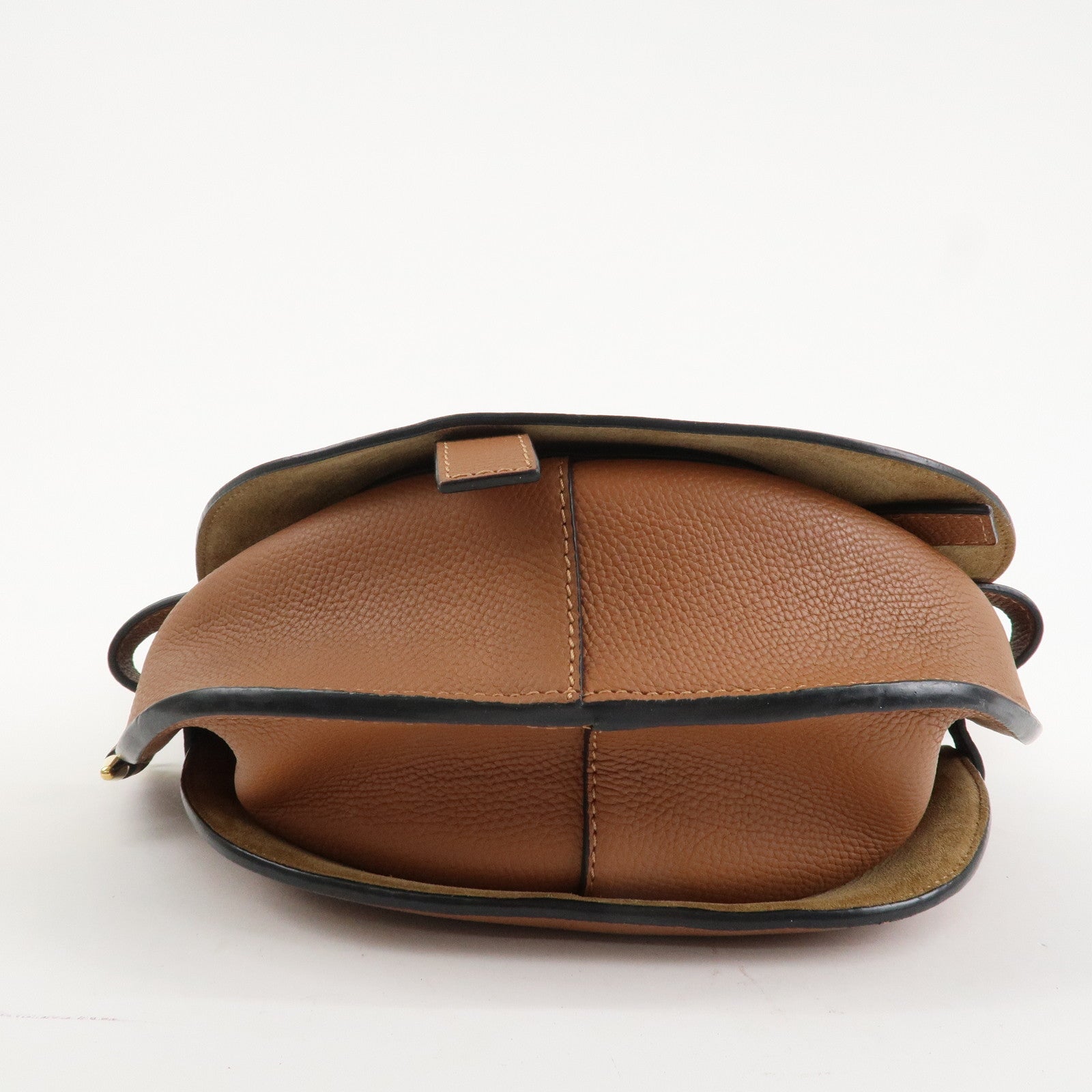 LOEWE Leather Gate Bag Shoulder Bag Brown Gold Hardware Used