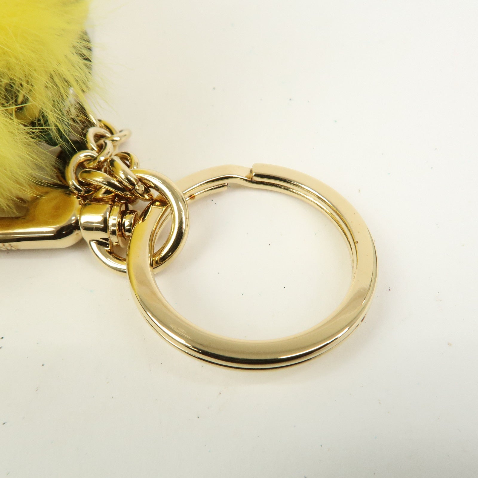 Dolce&Gabbana Citrus Fur Leather Bag Charm Key Holder Yellow