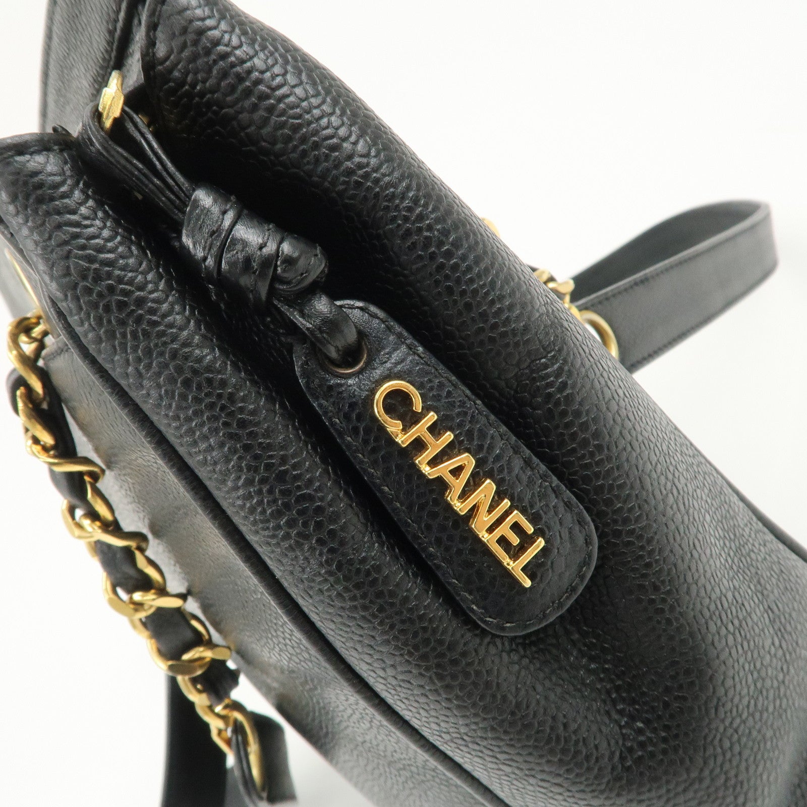 CHANEL Triple COCO Mark Caviarskin Chain Shoulder Bag Black