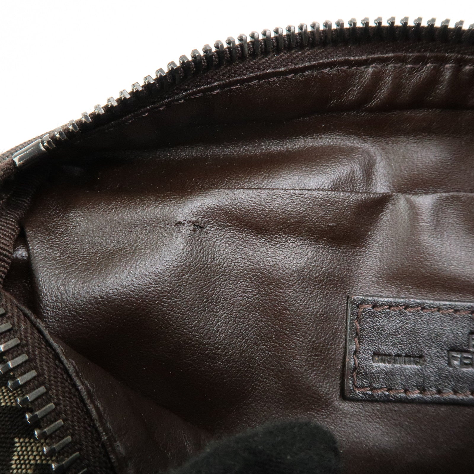 FENDI Zucchino Canvas Mini Flat Pouch Brown 7N0012