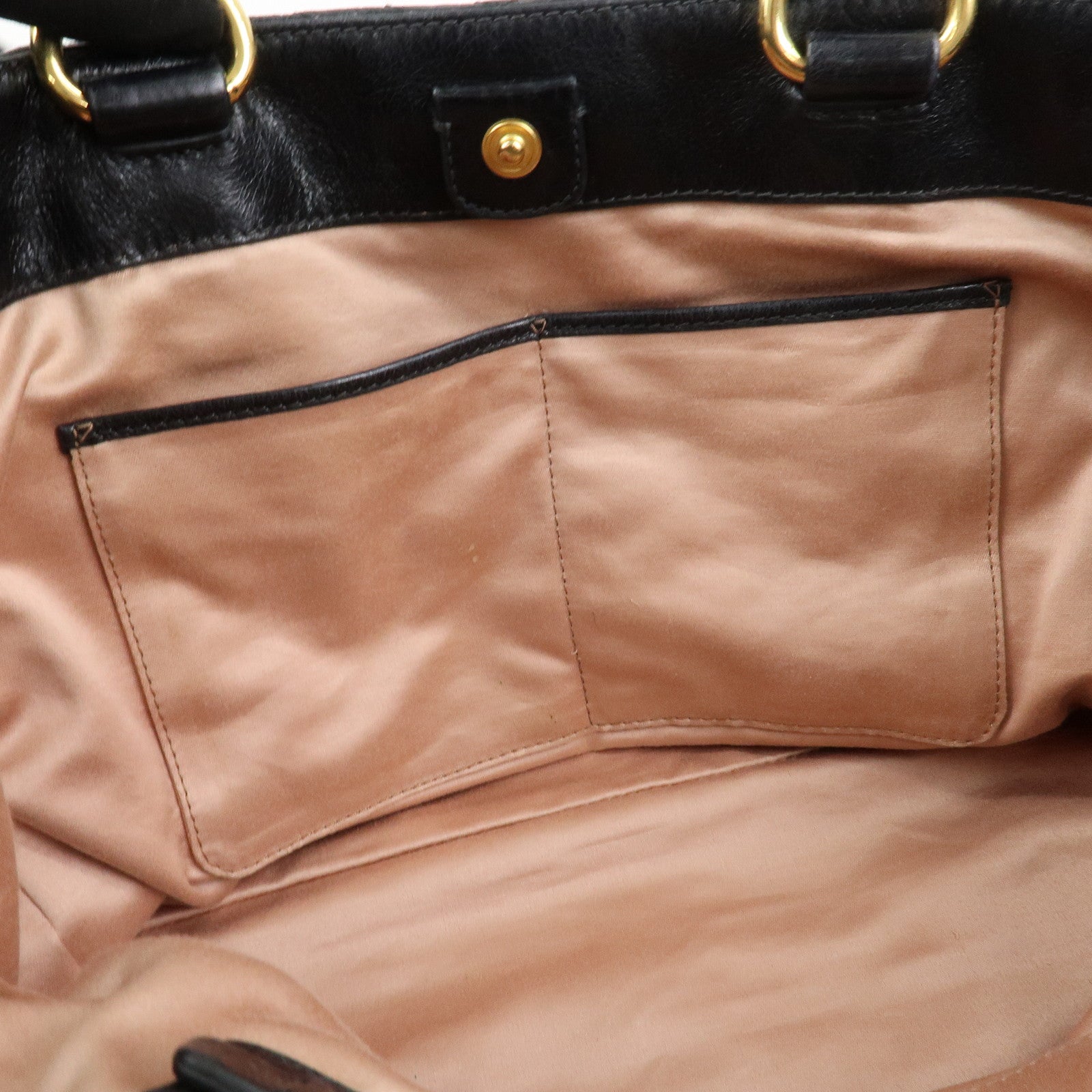 MIU MIU Leather 2Way Shoulder Bag Hand Bag Tote Bag Black