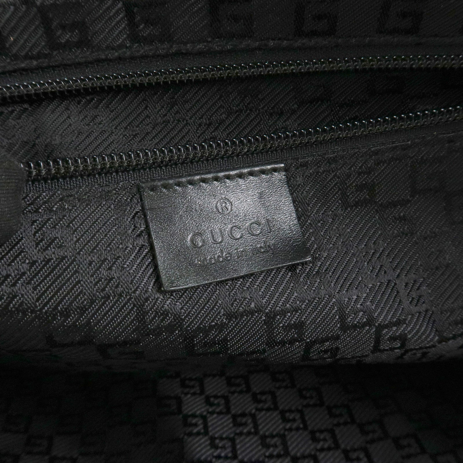 GUCCI Logo Nylon Leather Tote Bag Shoulder Bag Black 019・0493