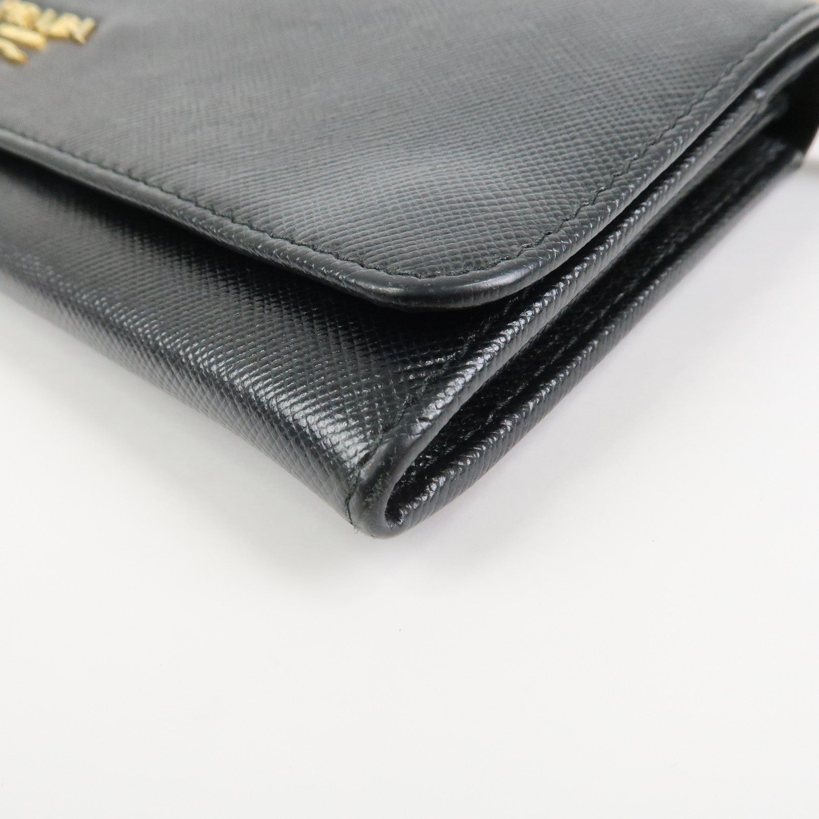 PRADA Saffiano Leather Chain Wallet WOC Black 1M1290