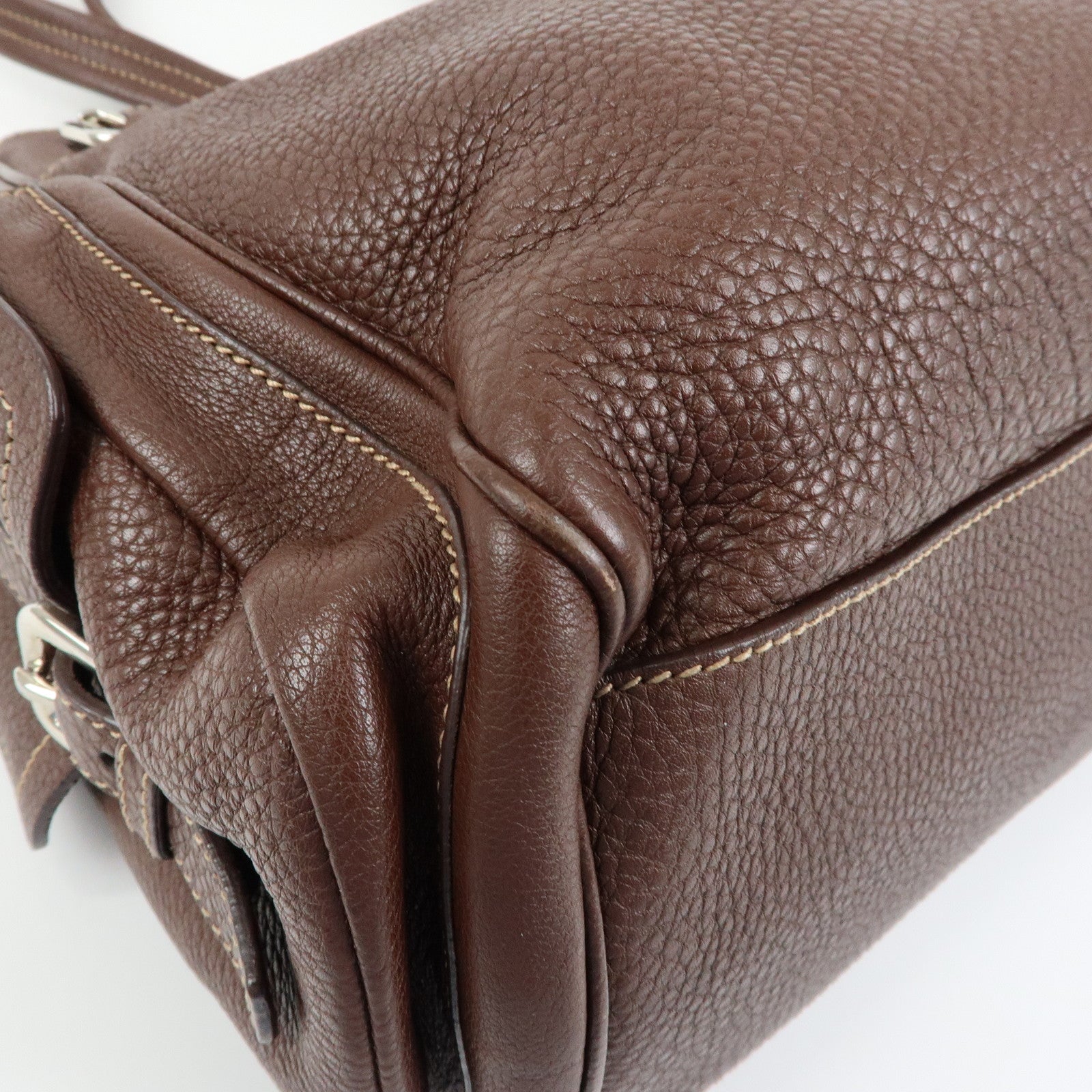 PRADA Vitello Daino Leather Shoulder Bag Tote Bag Brown BR3250