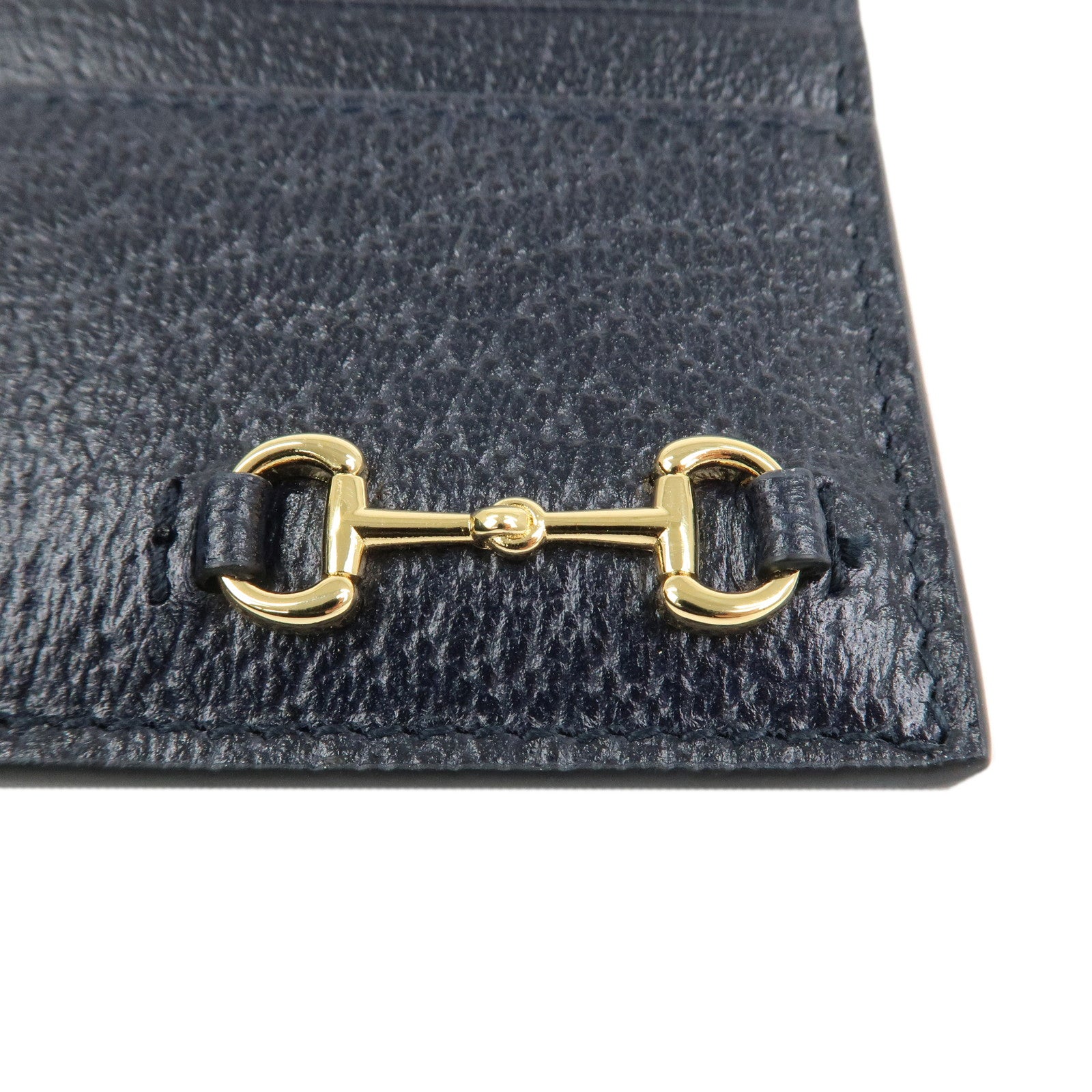 GUCCI Horsebit Leather Card Case Card Holder Cards Navy 700469