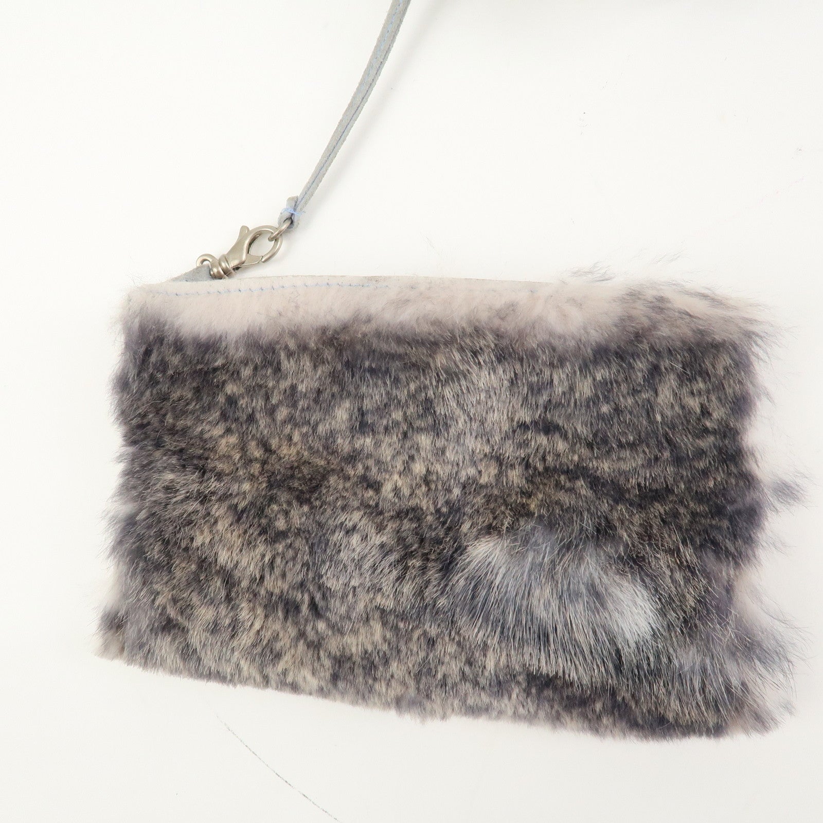 CHANEL COCO Mark Logo Fur Suede Hand Bag Grey