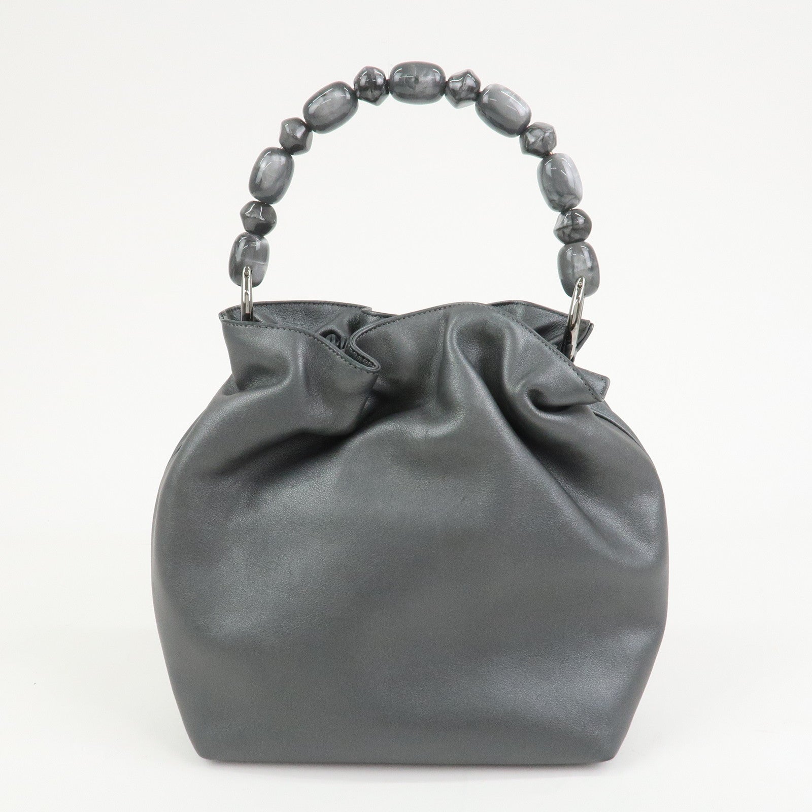 Christian Dior Maris Pearl Leather Hand Bag Gray
