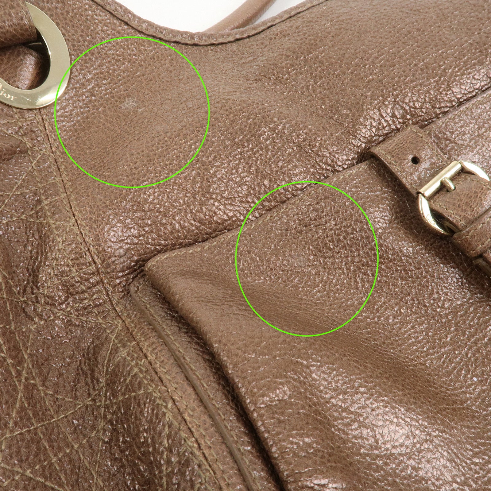 Christian Dior Lady Dior Leather Tote Bag Shoulder Bag Brown