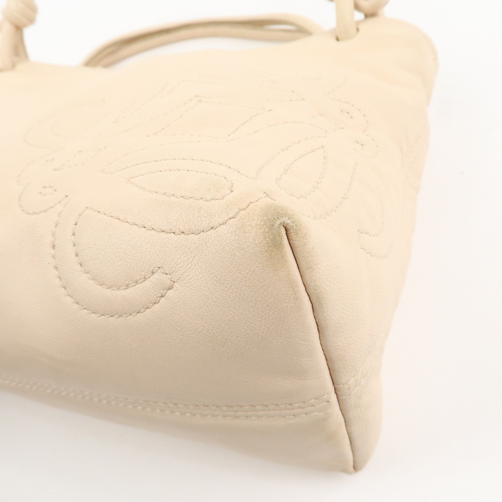 LOEWE Anagram Nappa Leather Hand Bag Shoulder Bag Beige