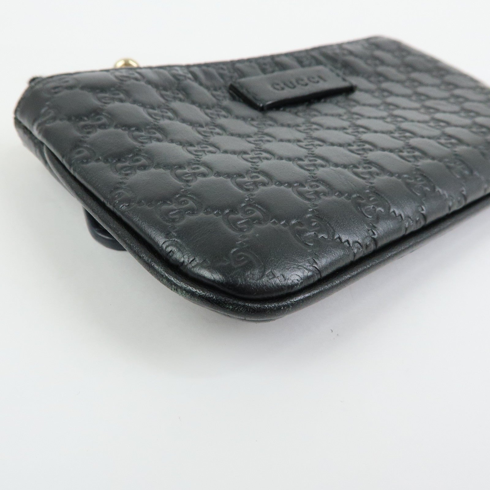 GUCCI Micro Guccissima Leather Coin Case Key Case Black 544248
