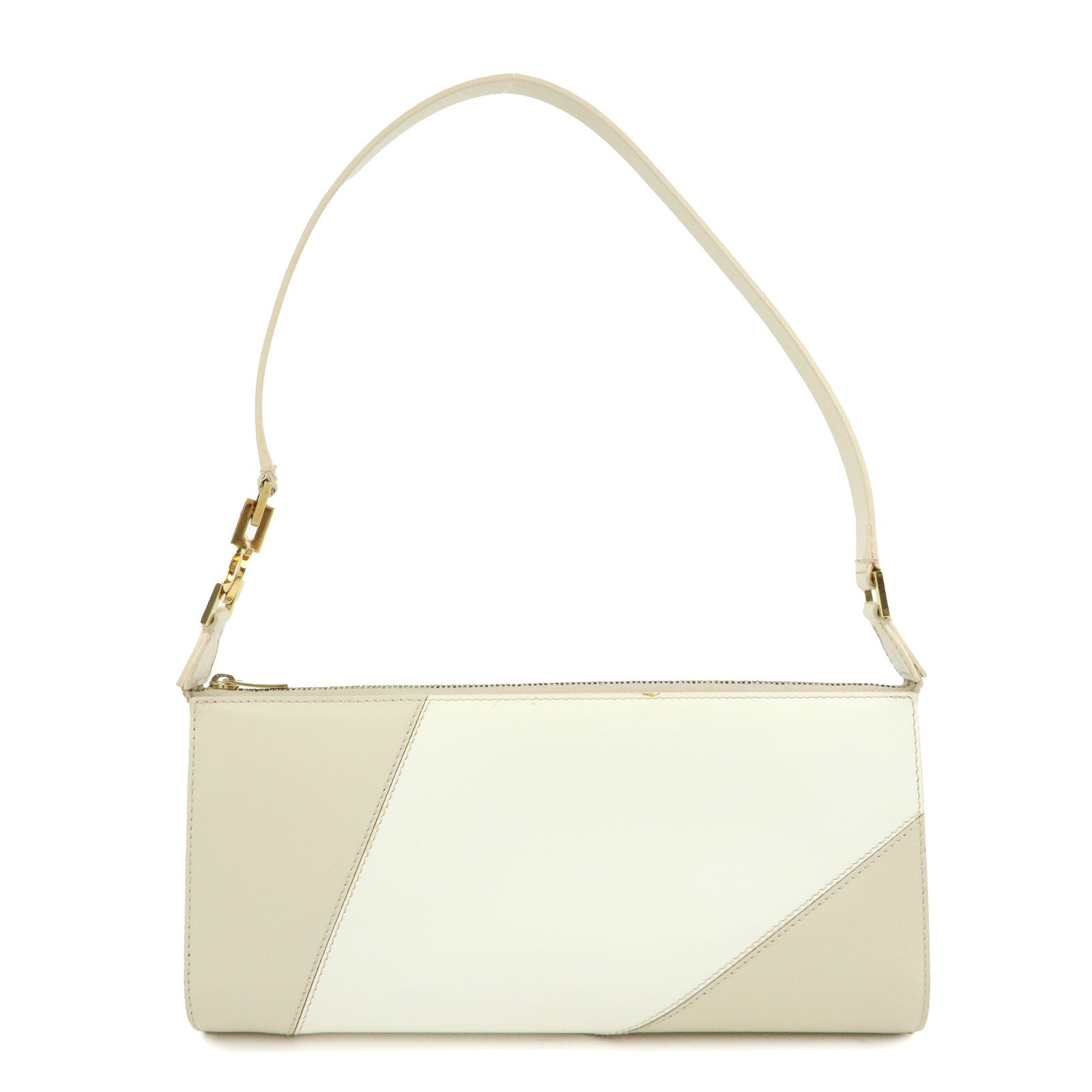 Ferragamo Gancini Leather Shoulder Bag Hand Bag Beige Ivory