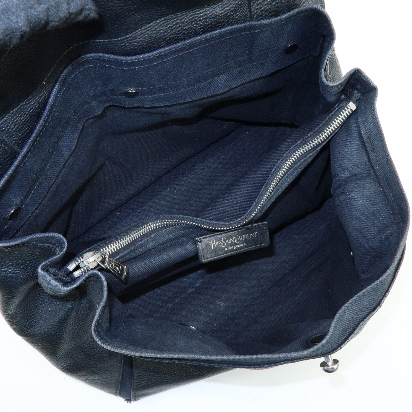 SAINT LAURENT PARIS Muse Two Calf Leather Hand Bag Black 229080