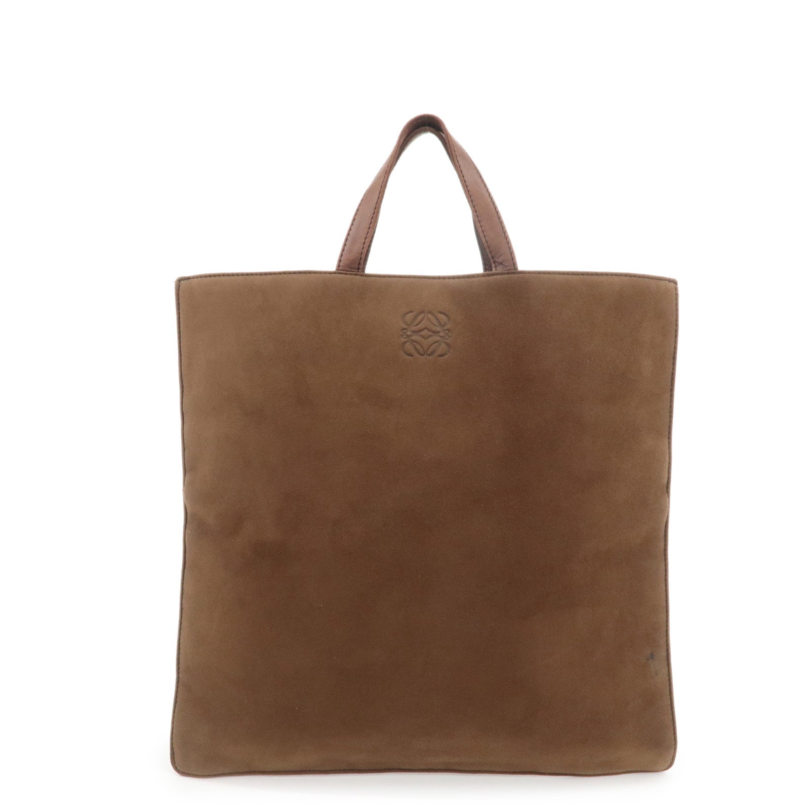LOEWE Anagram Suede Tote Bag Hand Bag Brown