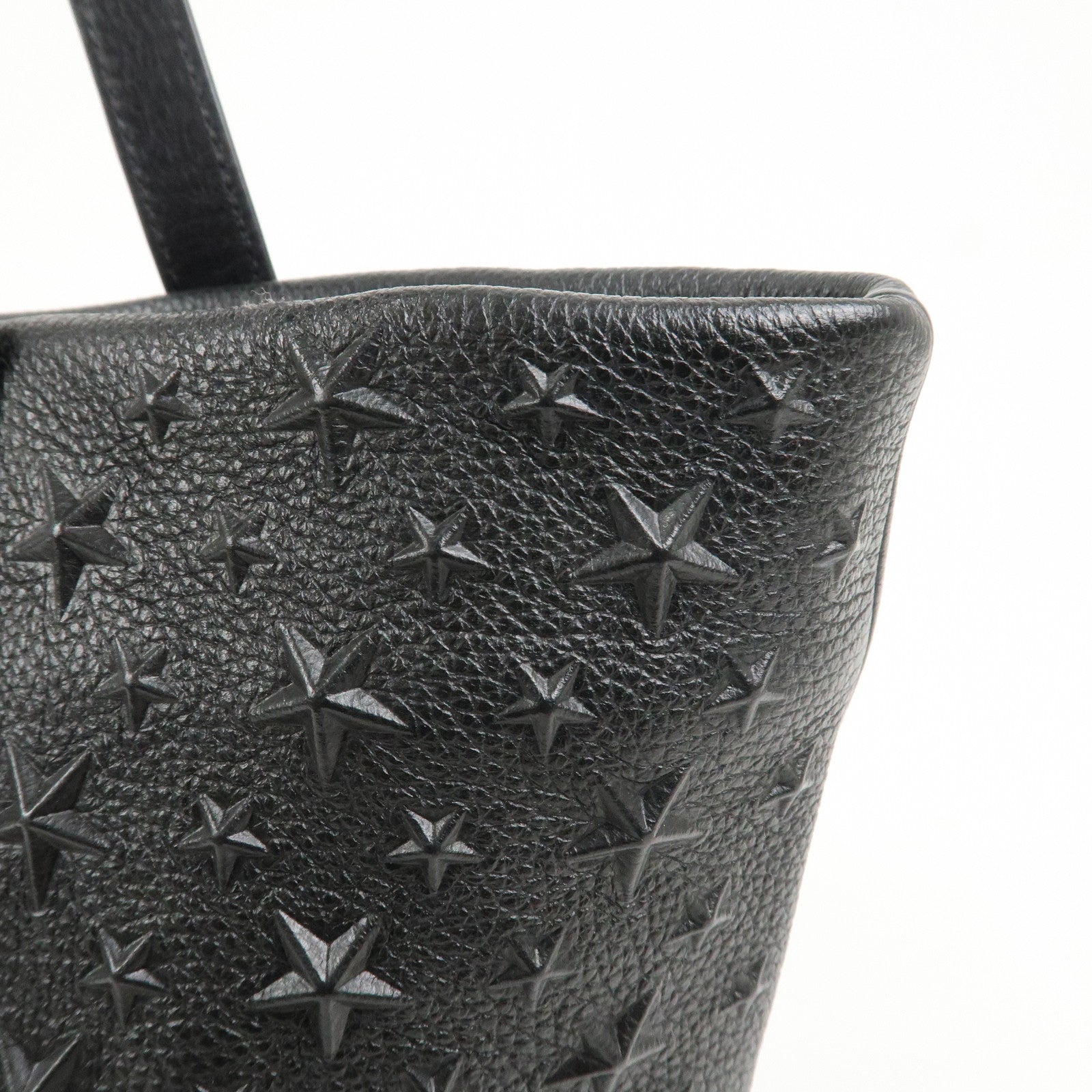 JIMMY CHOO Star Emboss SOFIASEMG Calf Leather Tote Bag Black