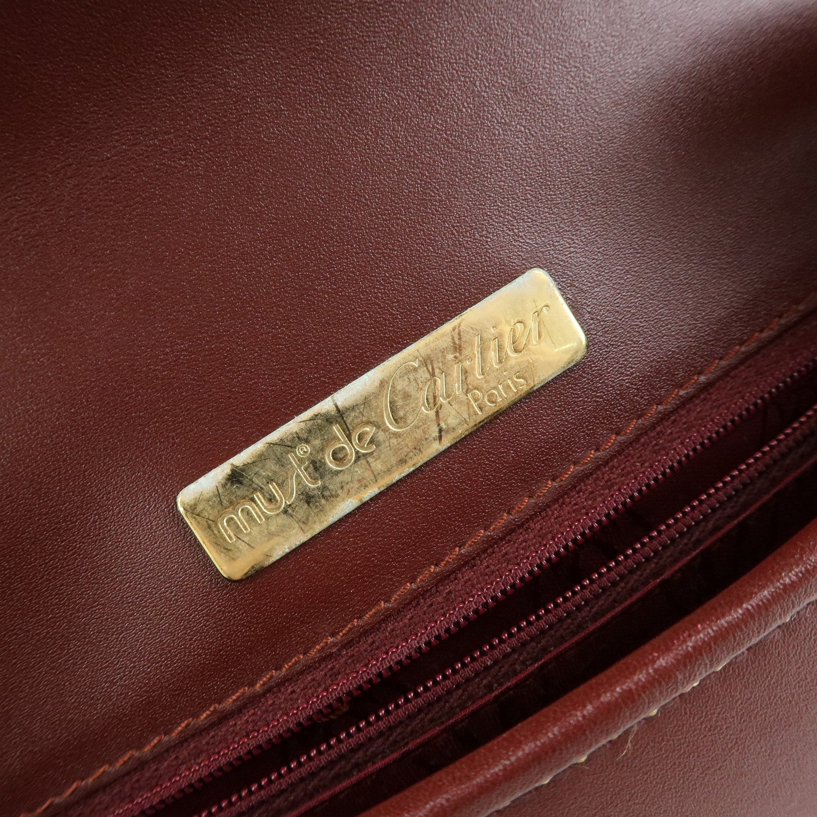 Cartier Must de Cartier Leather Shoulder Bag Crossbody Bag Bordeaux