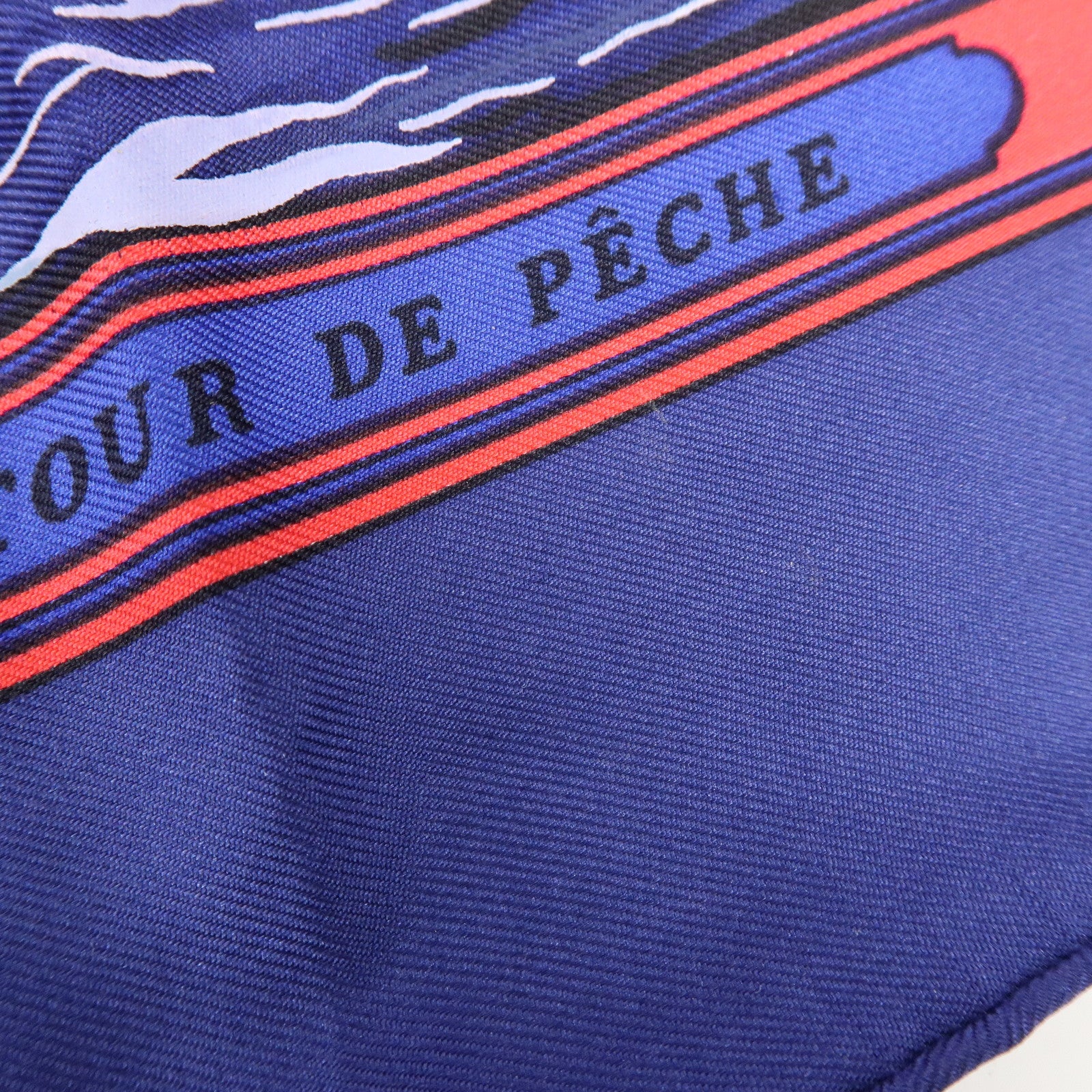 HERMES Carre 90 Silk100% Scarf RETOUR DE PECHE Blue Red Gold
