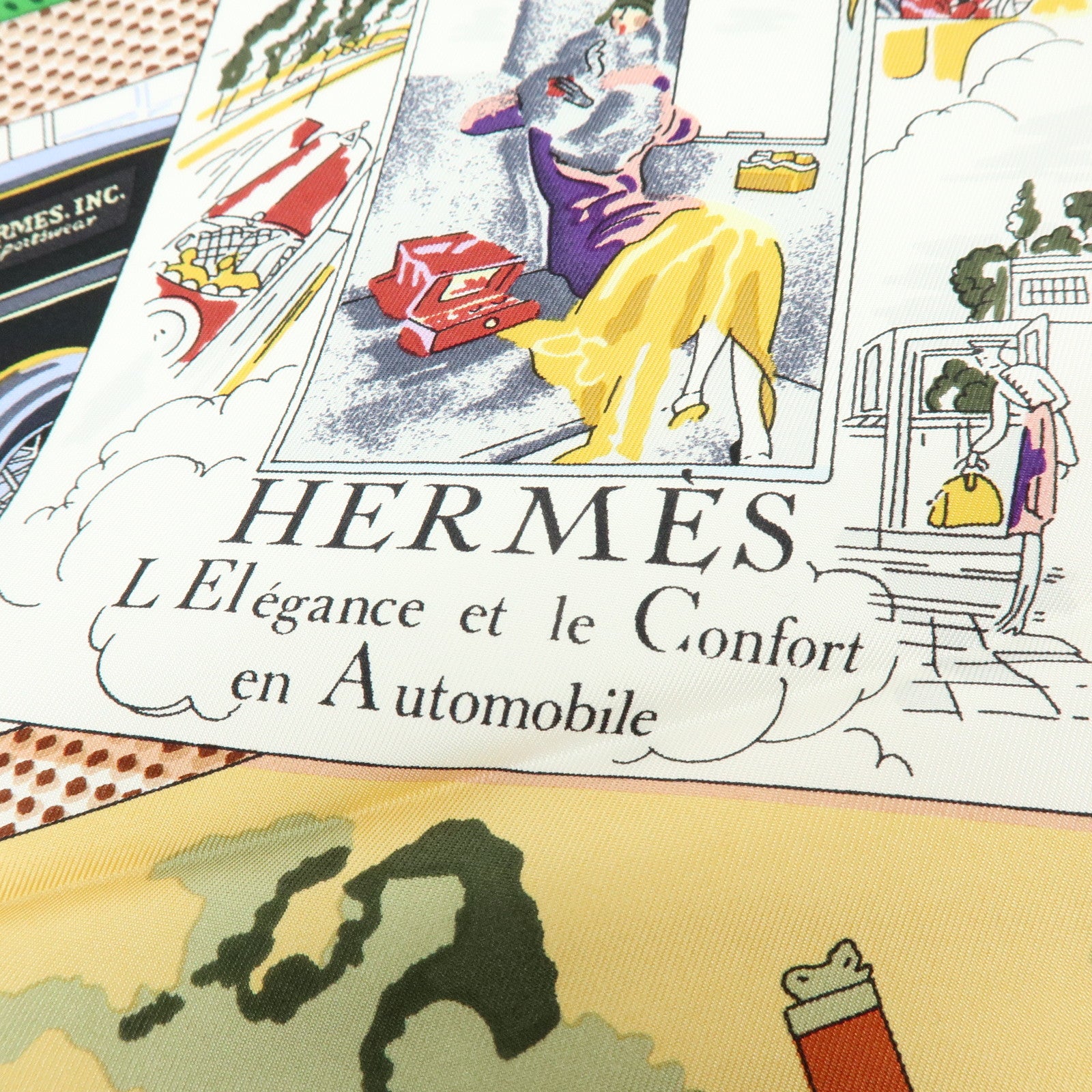 HERMES Carre 90 Silk Scarf L'Elegance et le Confort en Automobile