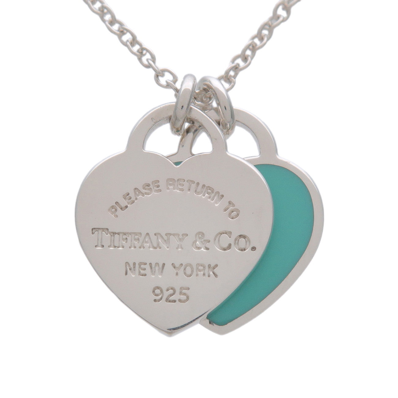 Tiffany & Co Return to Tiffany Mini Double Heart Tag Necklace SV925