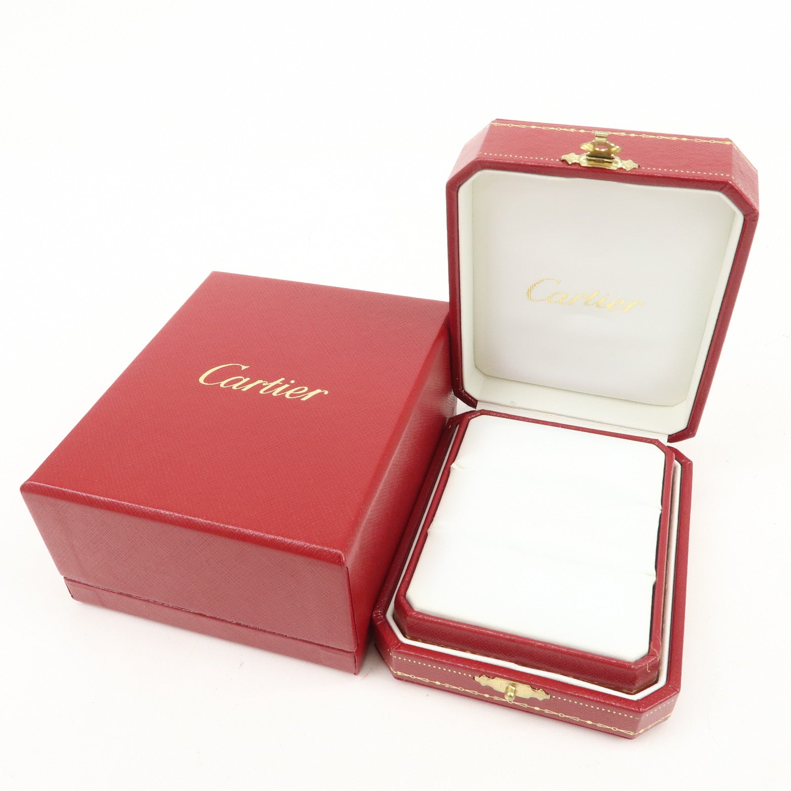 Cartier Set of 3 Jewelry Boxes Pair Ring Boxes Red Gold