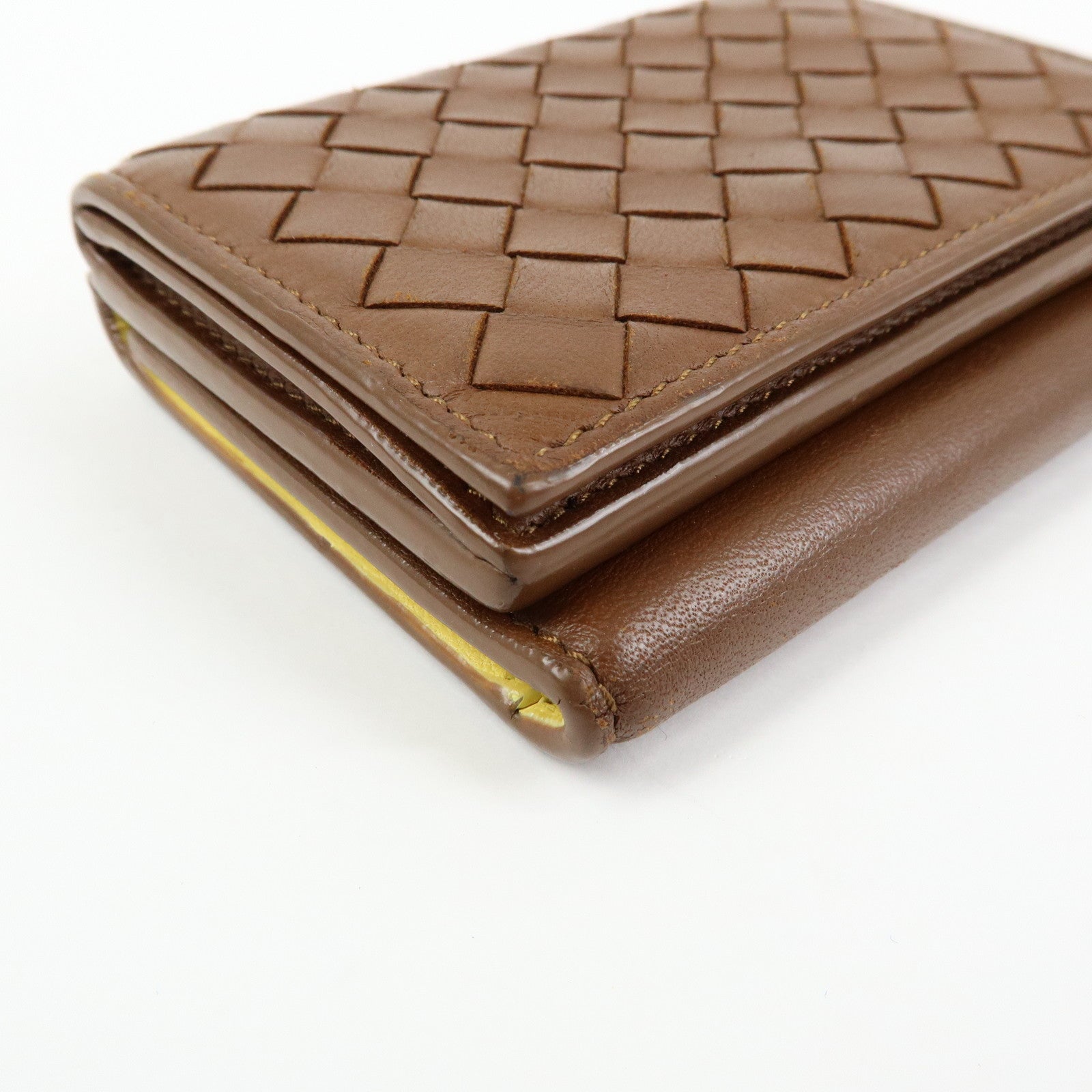 Bottega Veneta Lamb Skin Bi-fold Comact Wallet Brown 550306