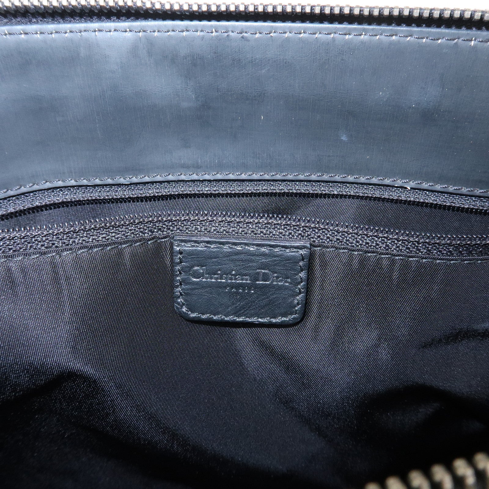 Christian Dior Trotter Canvas Leather Hand Bag Tote Bag Black