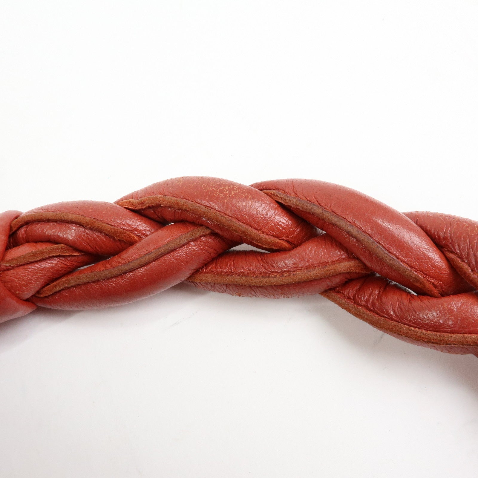 BOTTEGA VENETA Intrecciato Leather Shoulder Bag Red Brown 179331