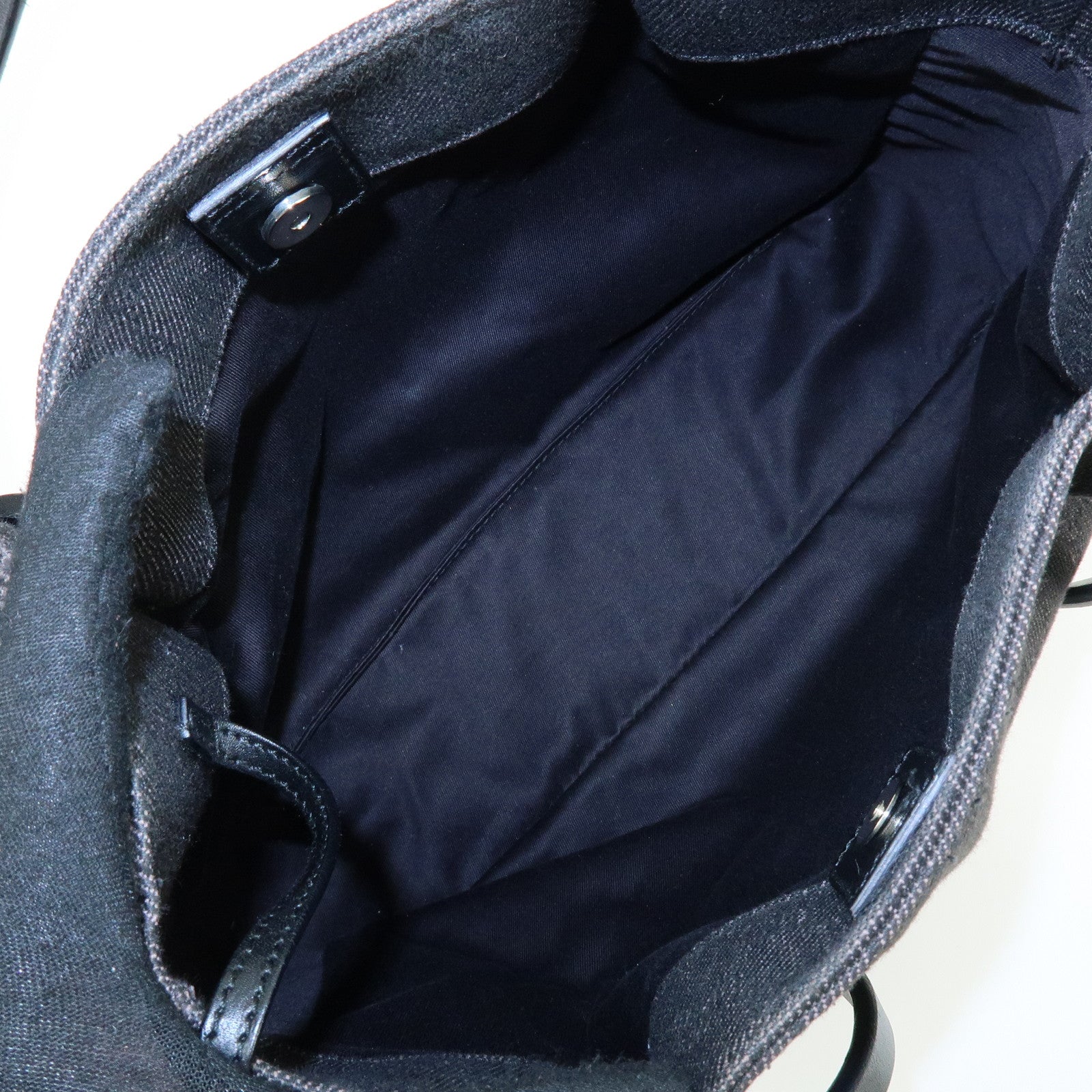 GUCCI GG Canvas Leather Tote Bag Hand Bag Black 101919