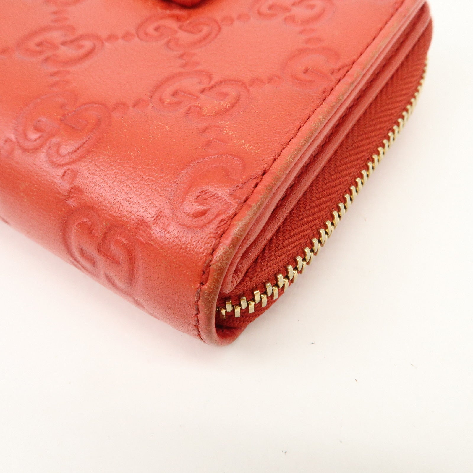 GUCCI Guccissima Leather Bi-fold Compact Wallet Red 346056
