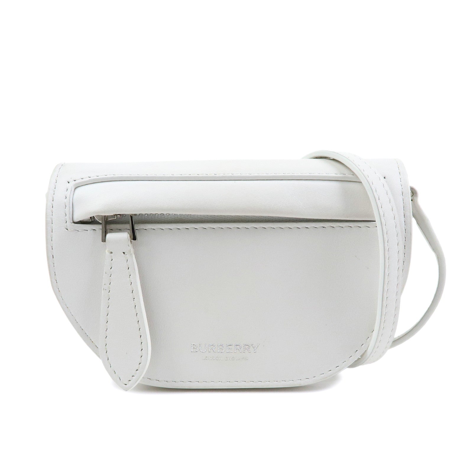BURBERRY Leather Shoulder Bag Crossbody Bag White