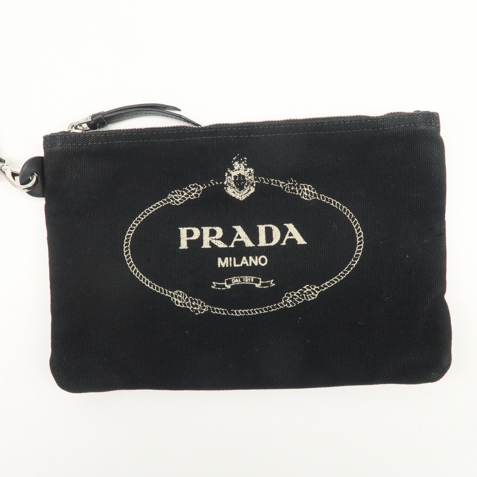 PRADA Canvas Vinyl Leather 2Way Hand Bag Clear Black 1BG187
