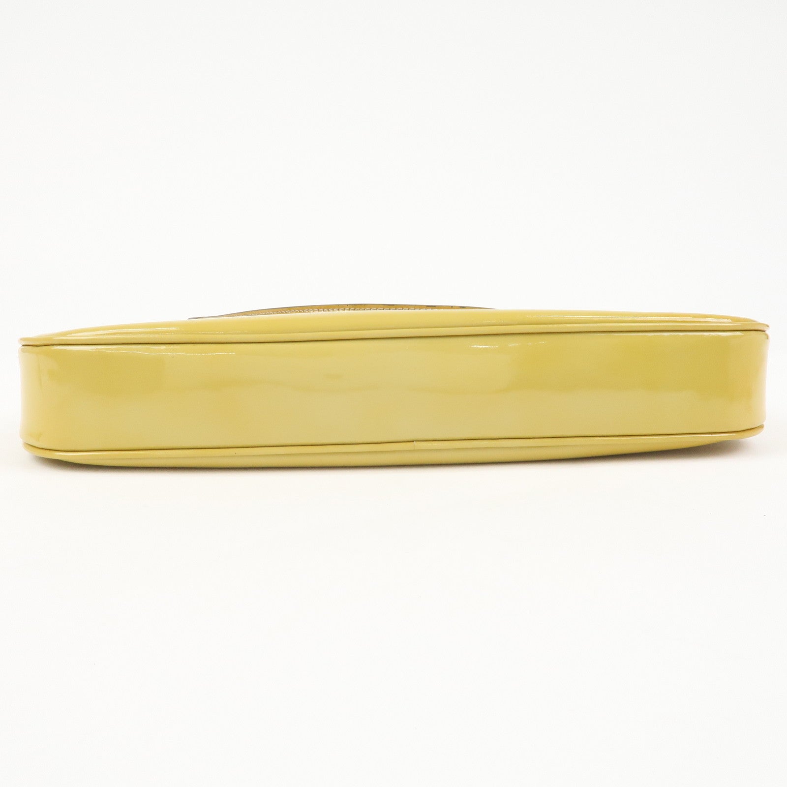 GUCCI Patent Leather Suede Shoulder Bag Yellow Beige 001.4149