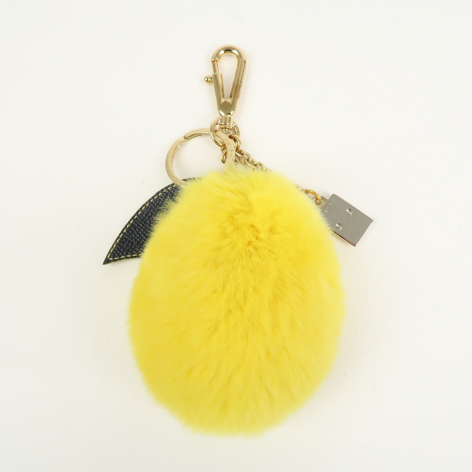 Dolce&Gabbana Citrus Fur Leather Bag Charm Key Holder Yellow
