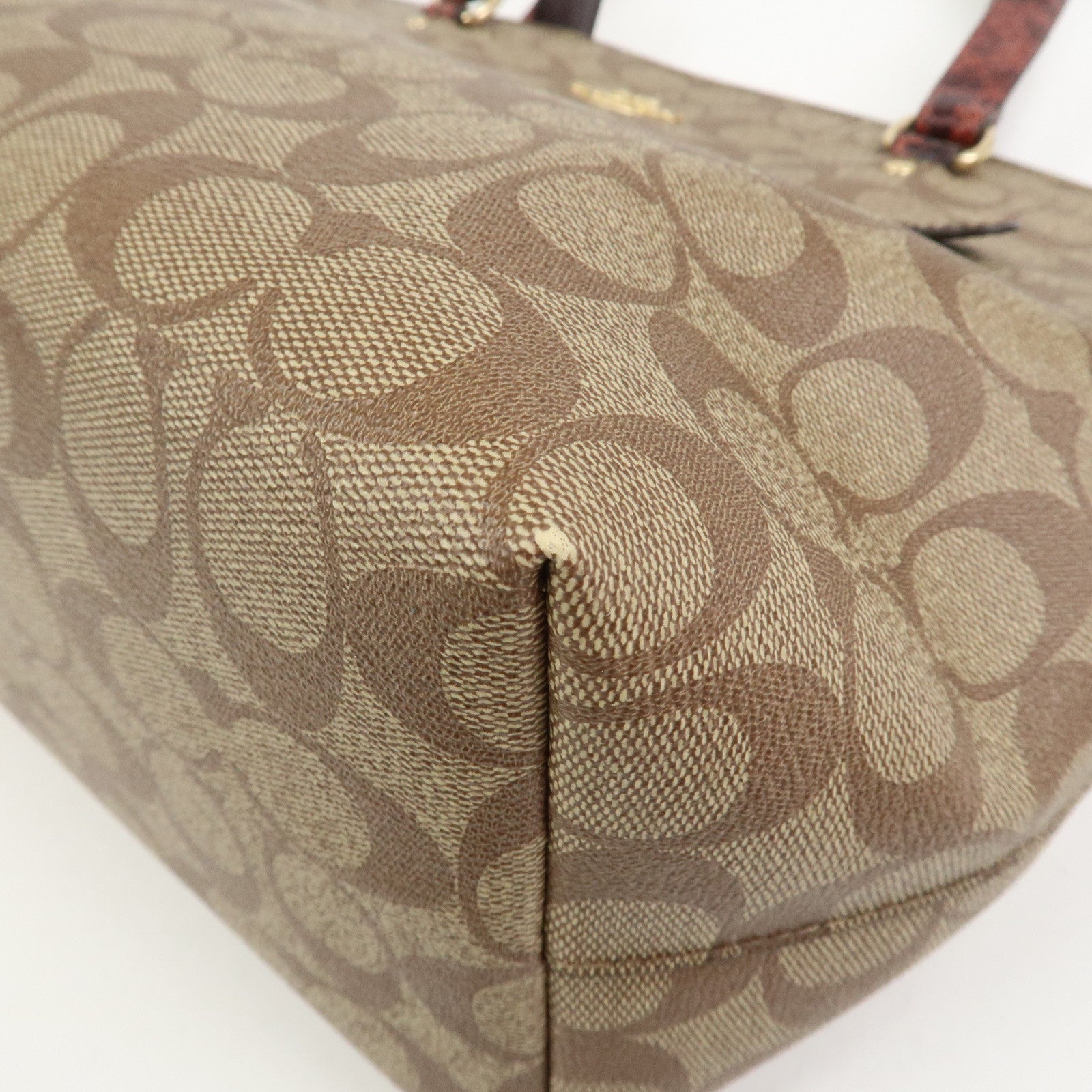 COACH Signature PVC Embossed Leather Tote Bag Shoulder Bag Brown