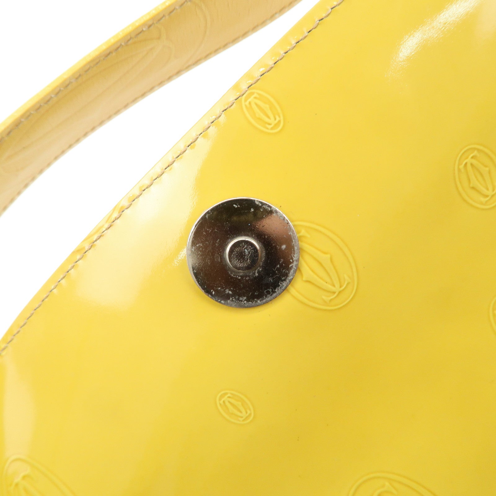 Cartier Happy Birthday Patent Leather Shoulder Bag Hand Bag Yellow