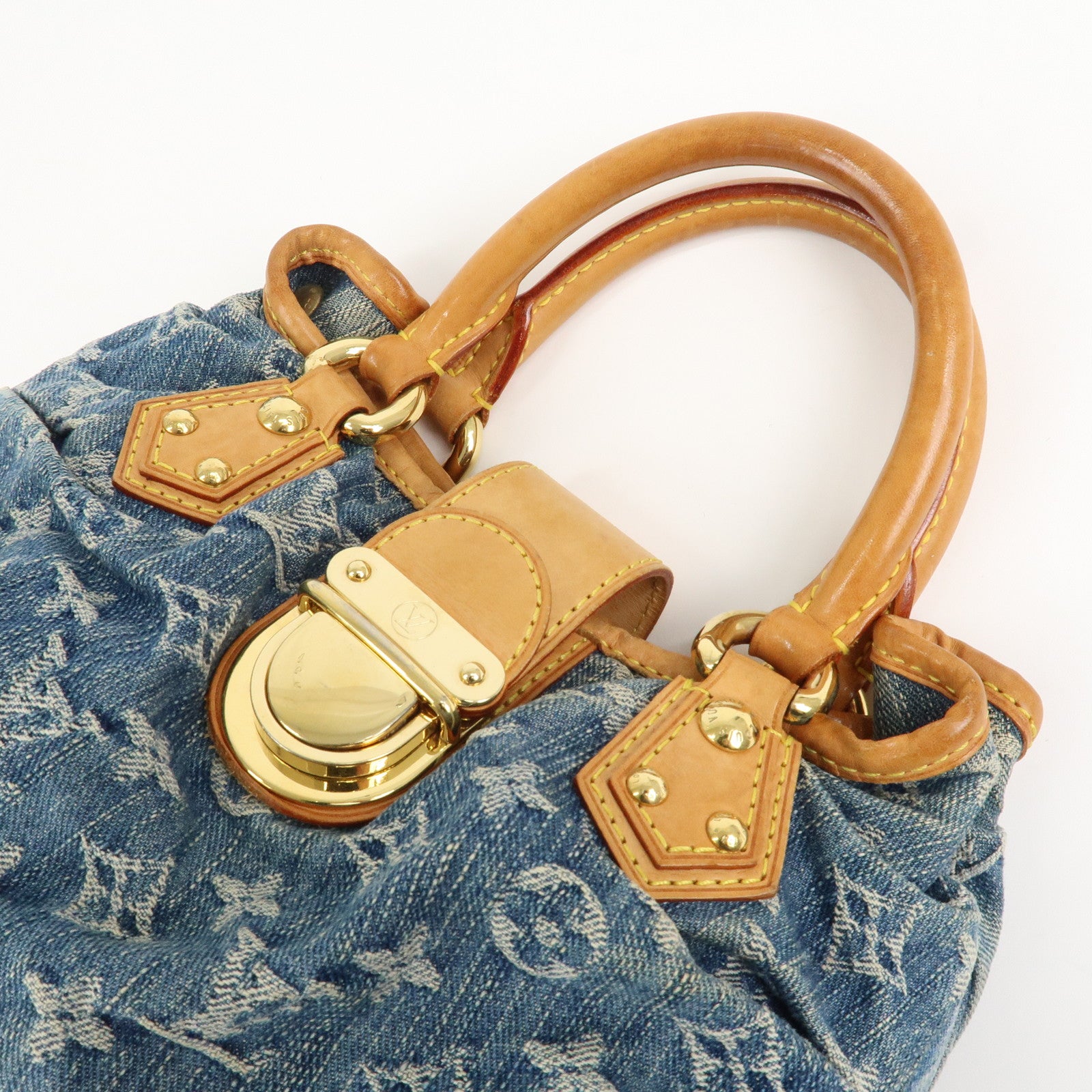 Louis Vuitton Monogram Denim Pleaty Hand Bag Blue M95020
