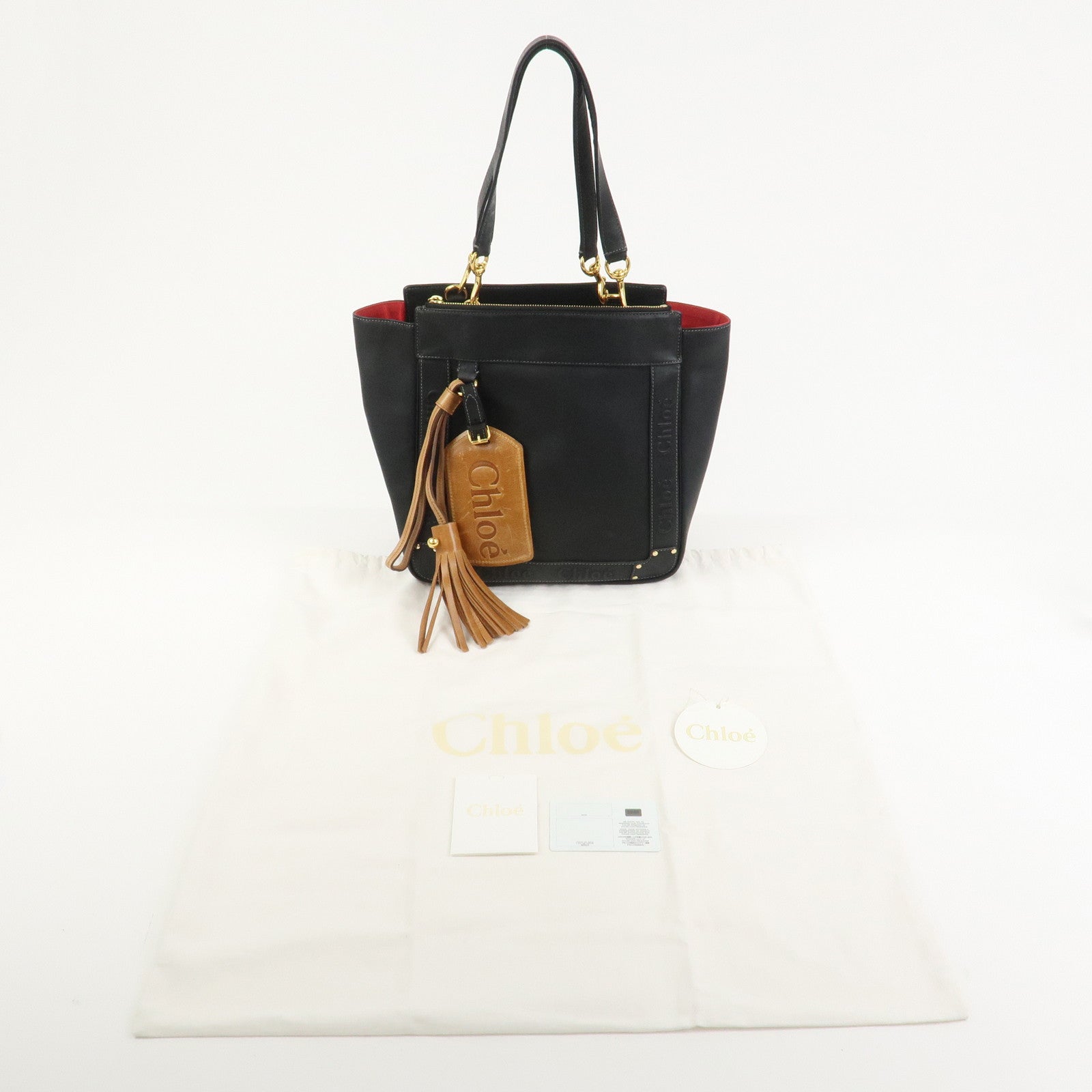 Chloe Eden Leather Tote Bag Shoulder Bag Hand Bag Black