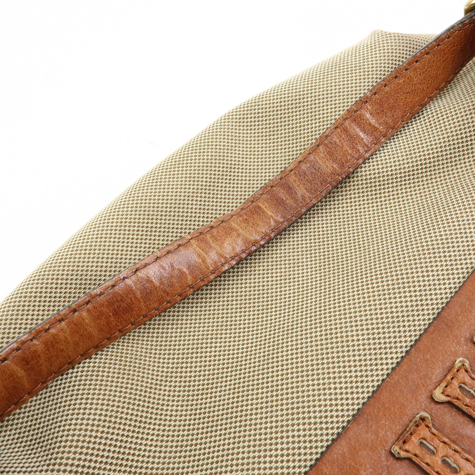 Chloe Harley Canvas Leather Shoulder Bag Crossbody Bag Beige Brown