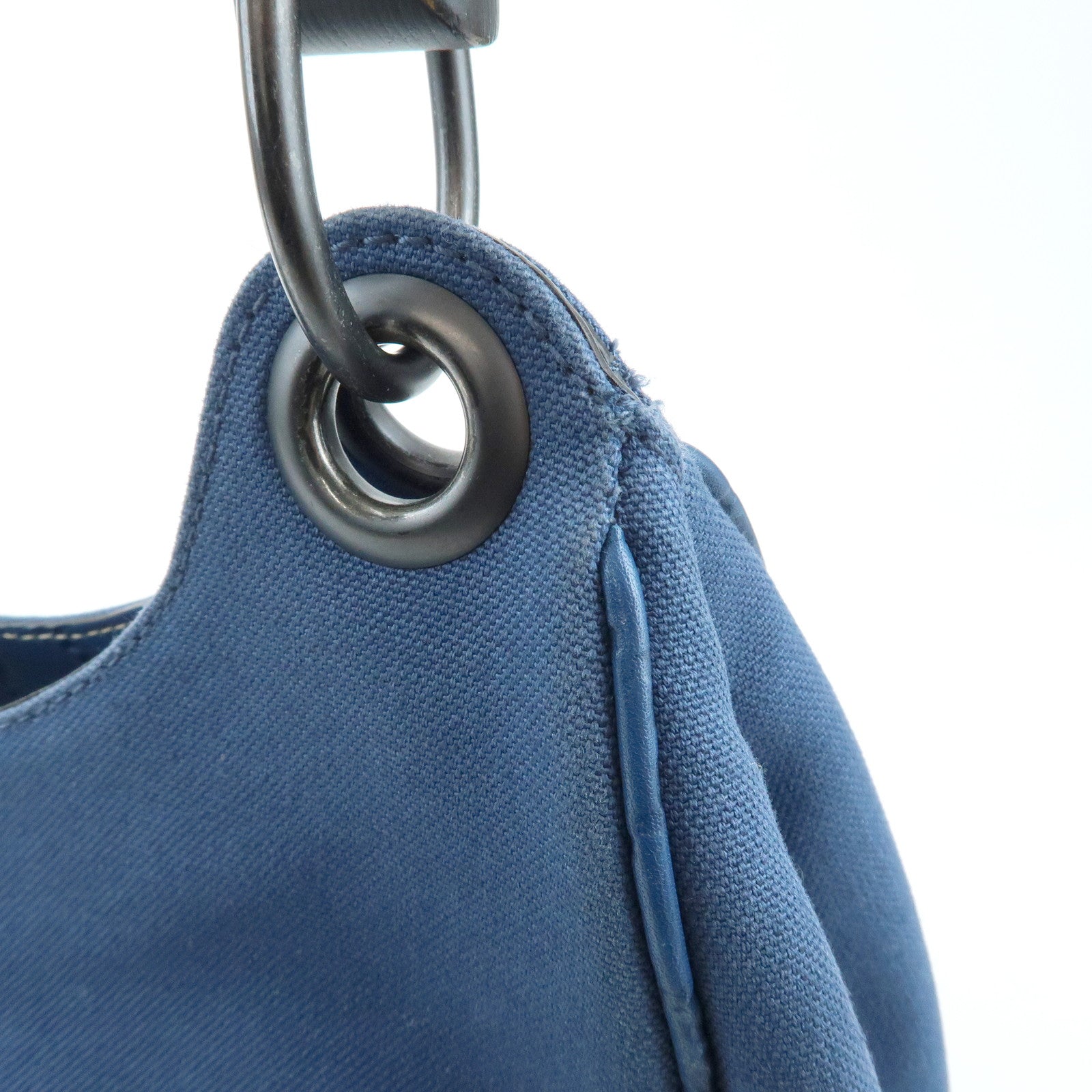 GUCCI Canvas Guccissima Leather Wood Shoulder Bag Blue 257265