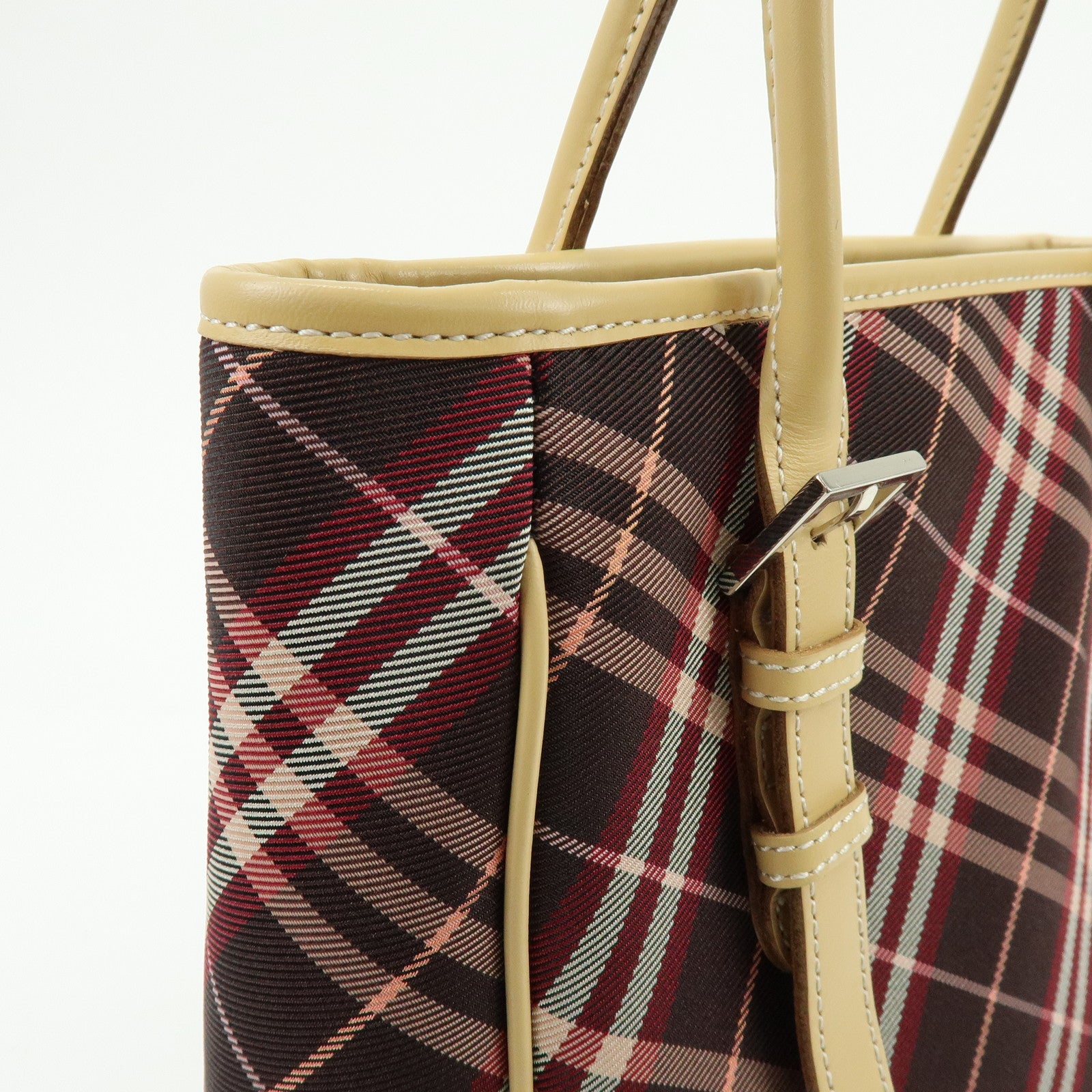BURBERRY Blue Label Canvas Leather Tote Bag Sholuder Bag Brown Pink