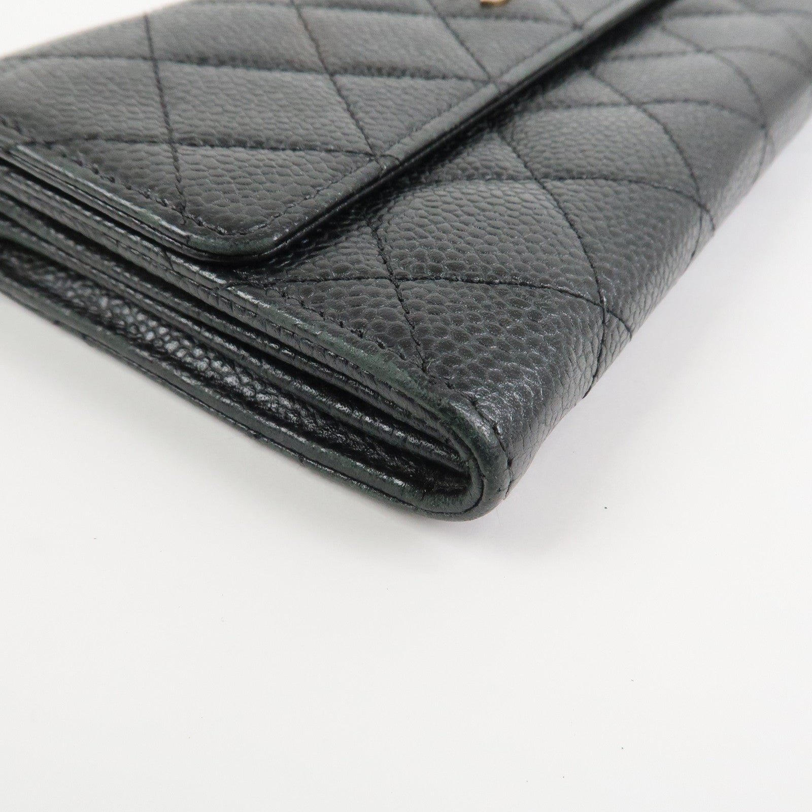 CHANEL COCO Mark Matelasse Caviarskin Long Flap Wallet Black A50096