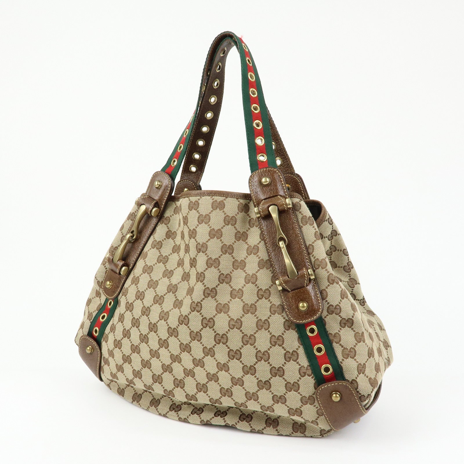 GUCCI Sherry GG Canvas Tote Bag Hand Bag Beige Brown 144186