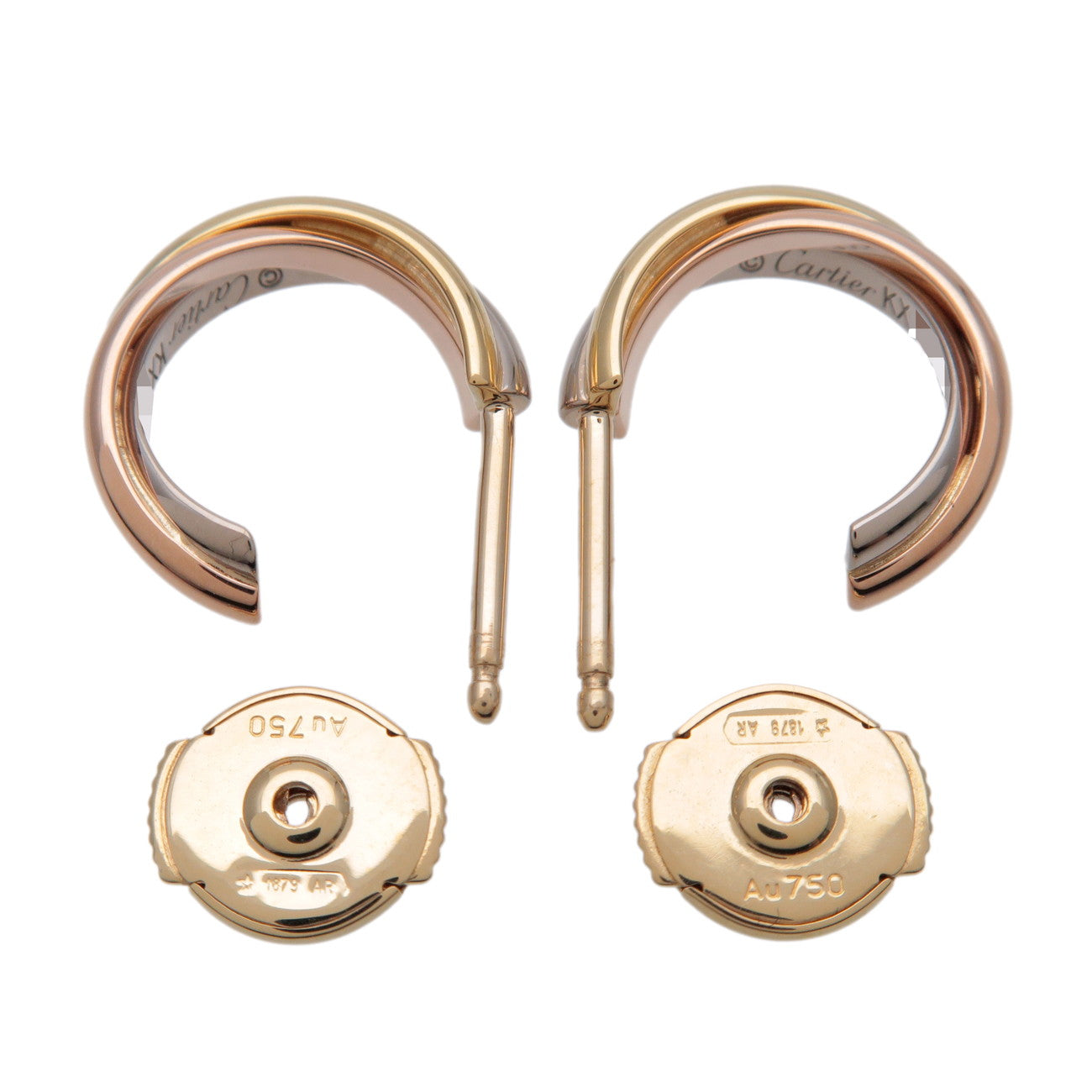 Cartier Trinity Earrings K18 750 White Gold Rose Gold Yellow Gold
