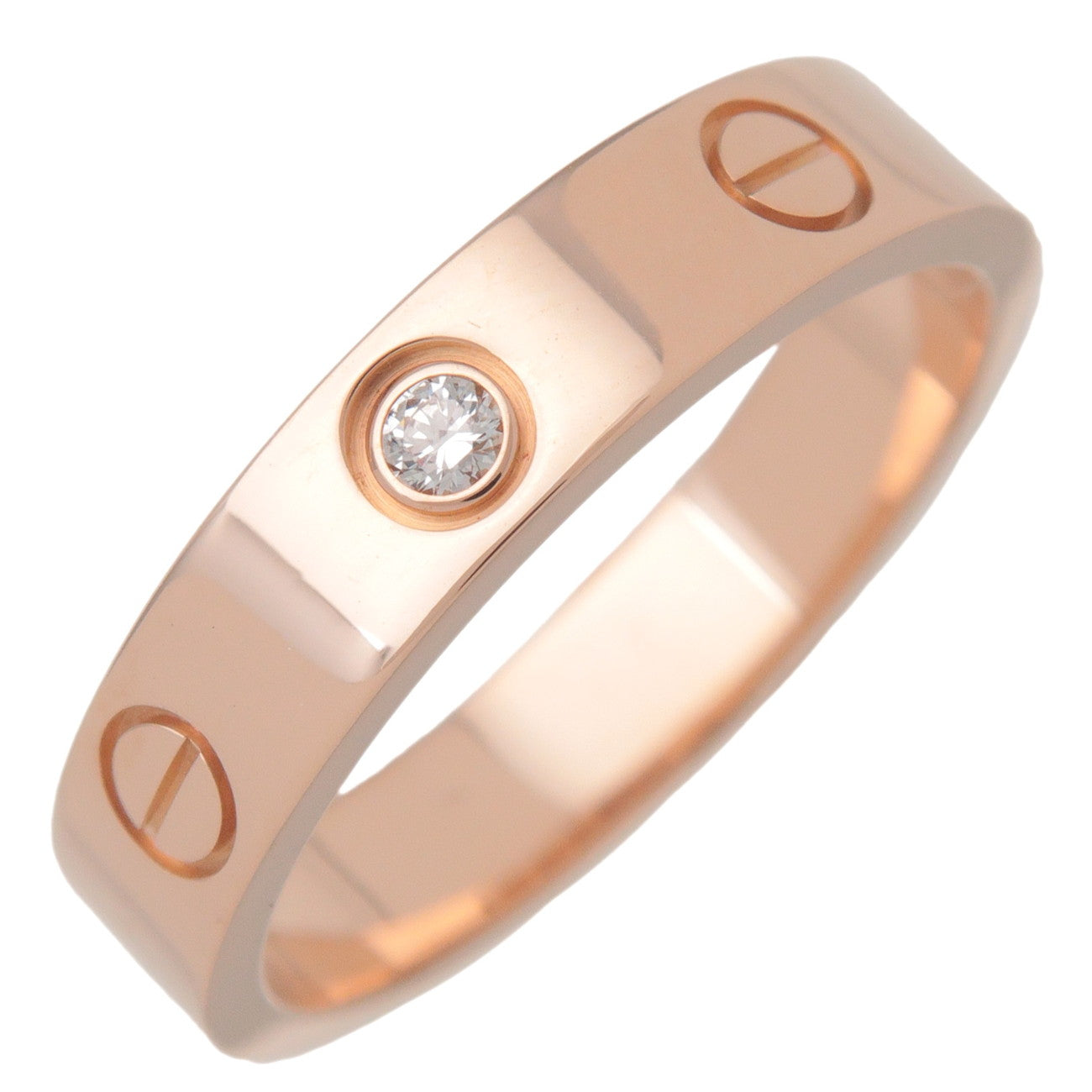 Cartier Mini Love 1P Diamond Ring #52 K18 750PG Rose Gold US6.5